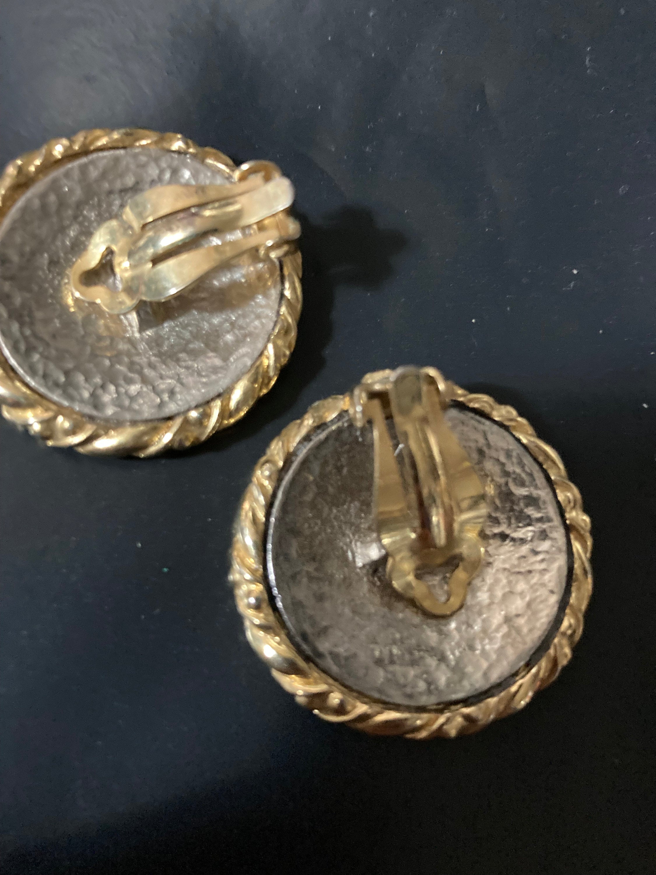 large silver and gold statement Coin clip on earrings