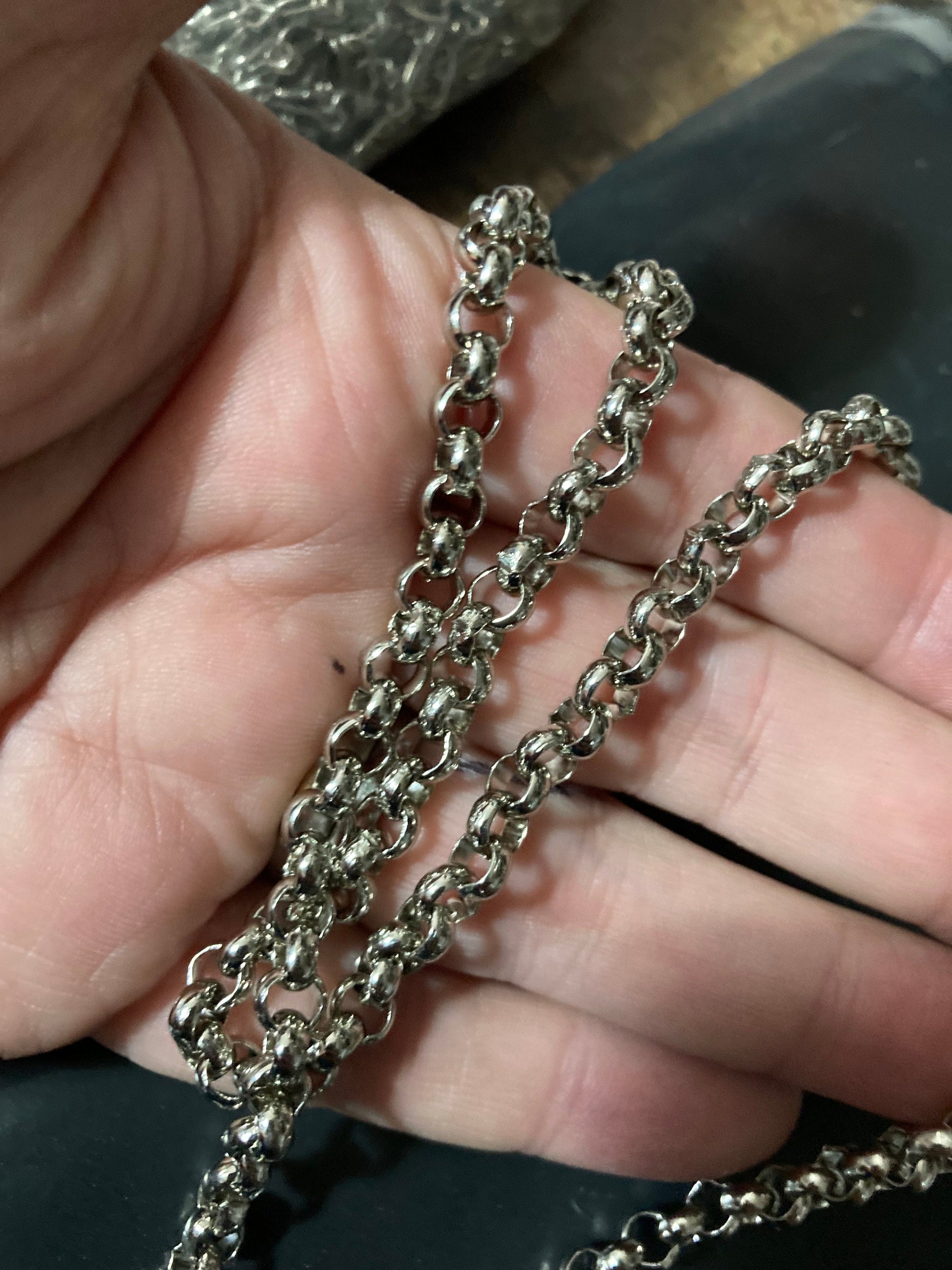 true vintage 80s pristine 18” 60cm long silver plated layering belcher chain necklace old shop stock