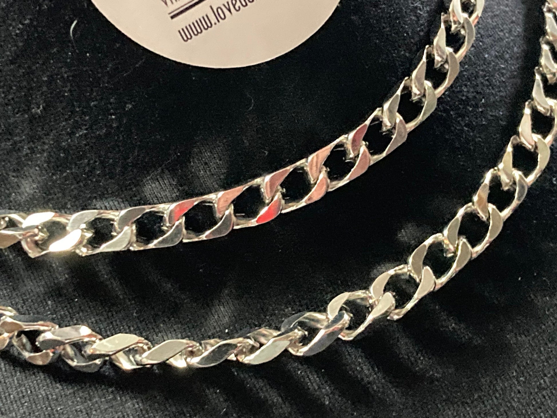 true vintage 80s pristine 27.5” 91cm very long silver plated layering flat curb chain necklace old shop stock