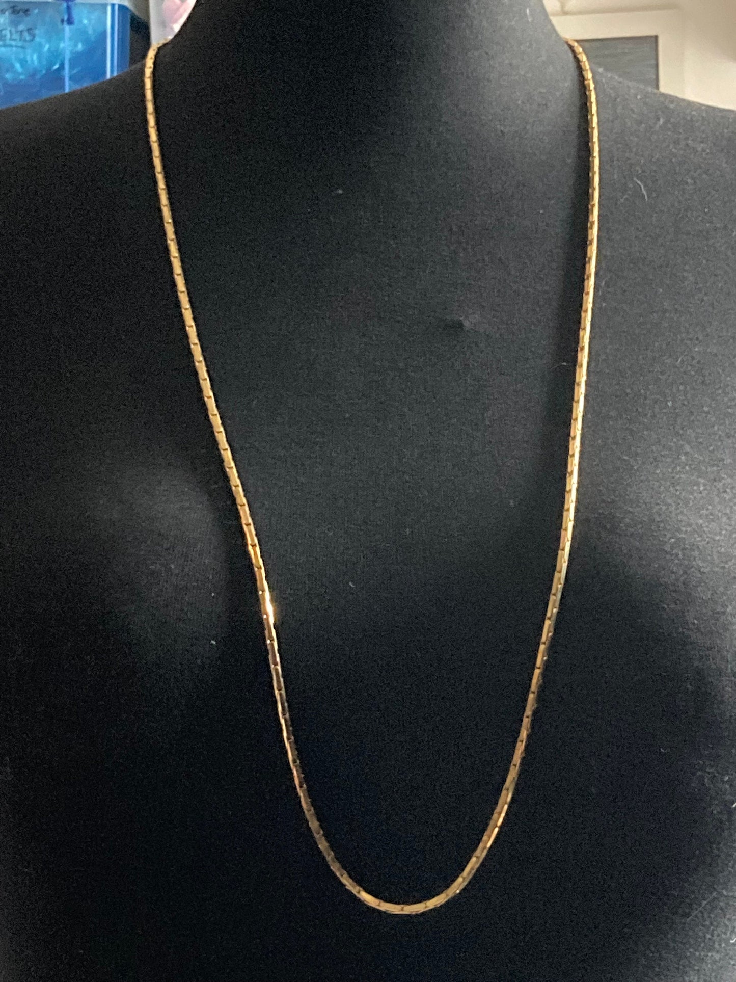 35.5” 90cm long 1980s thick gold plated articulated chain necklace for layering