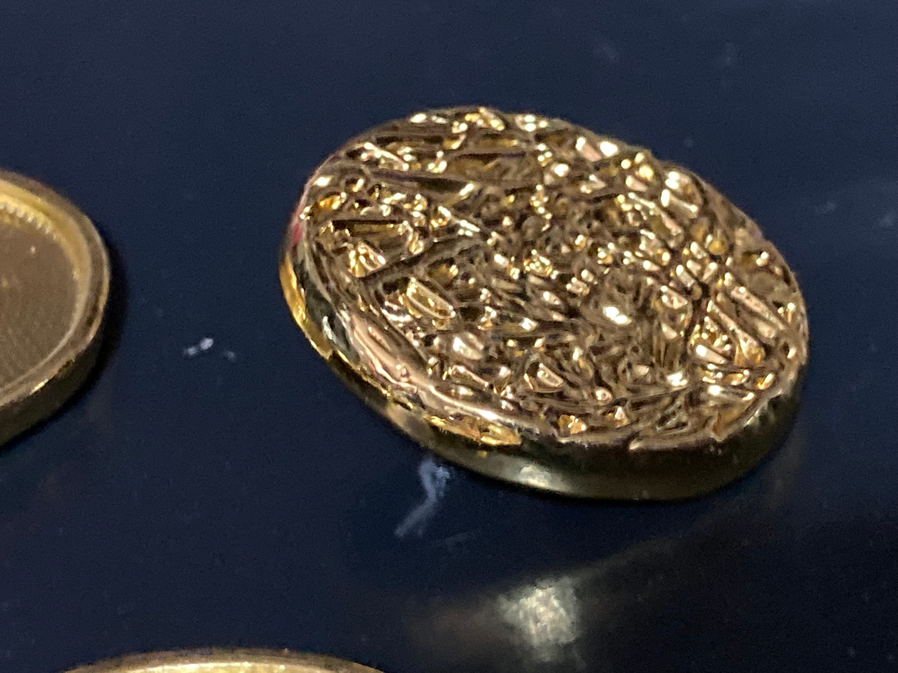 5 x 23mm bright gold tone round textured coat buttons