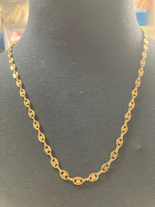 60cm 5mm gold plated mariner coffee bean long chain necklace