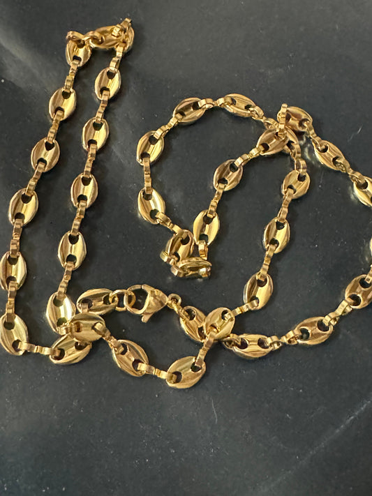 50cm 5mm gold plated mariner coffee bean long chain necklace