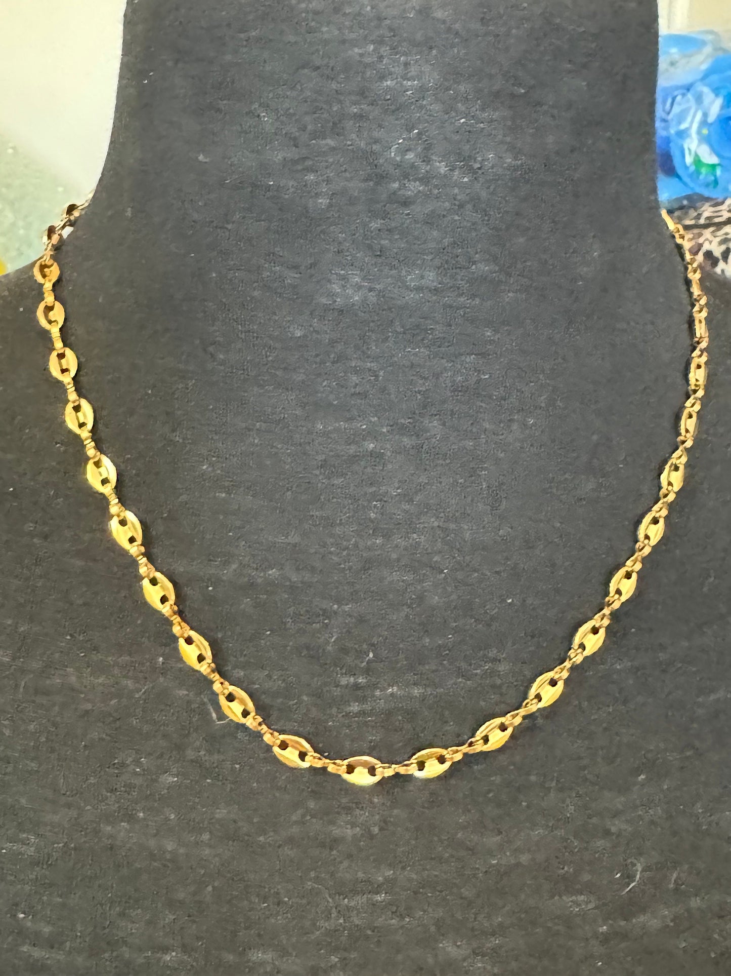 50cm 5mm gold plated mariner coffee bean long chain necklace