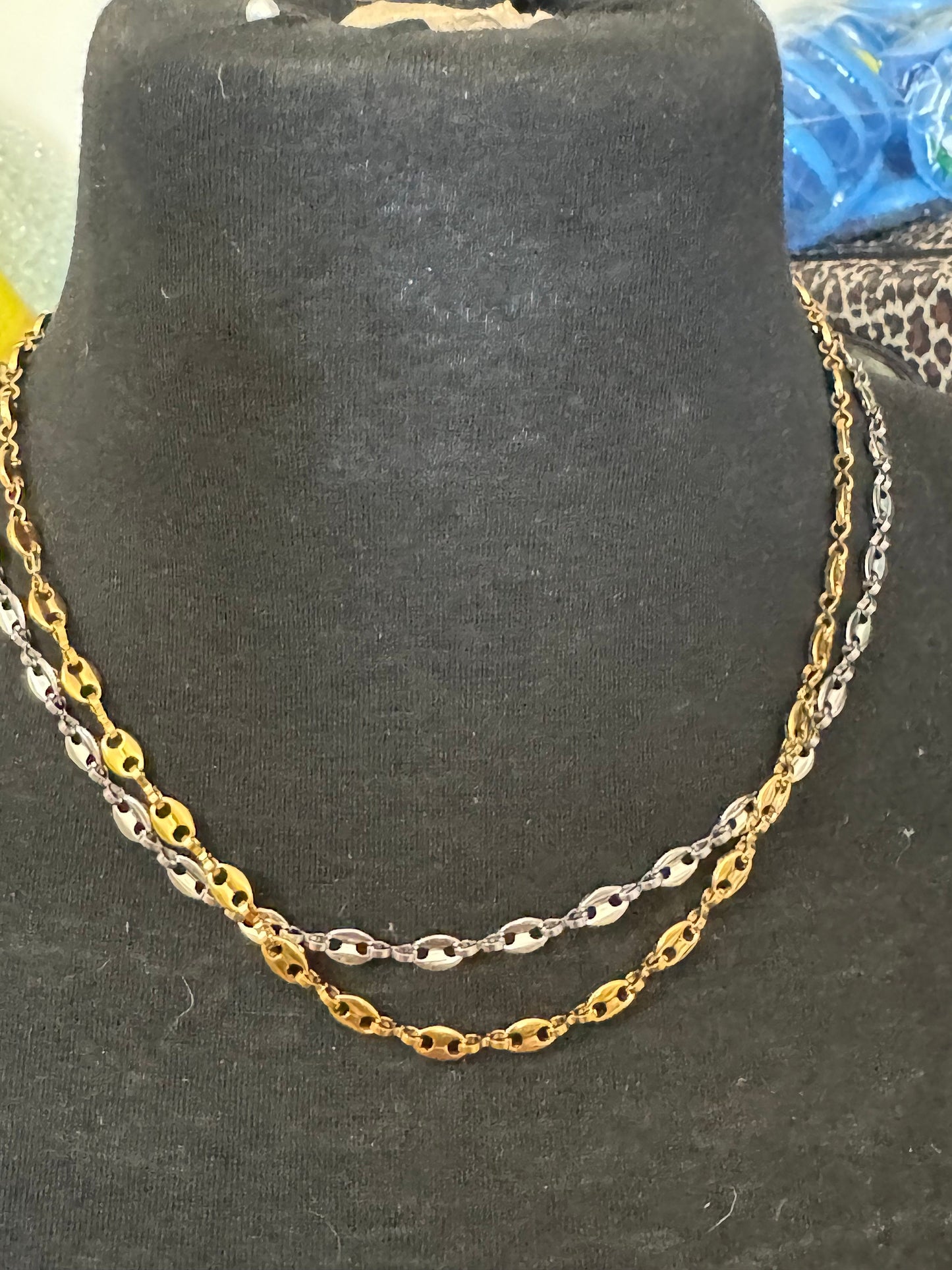 50cm 5mm gold plated mariner coffee bean long chain necklace