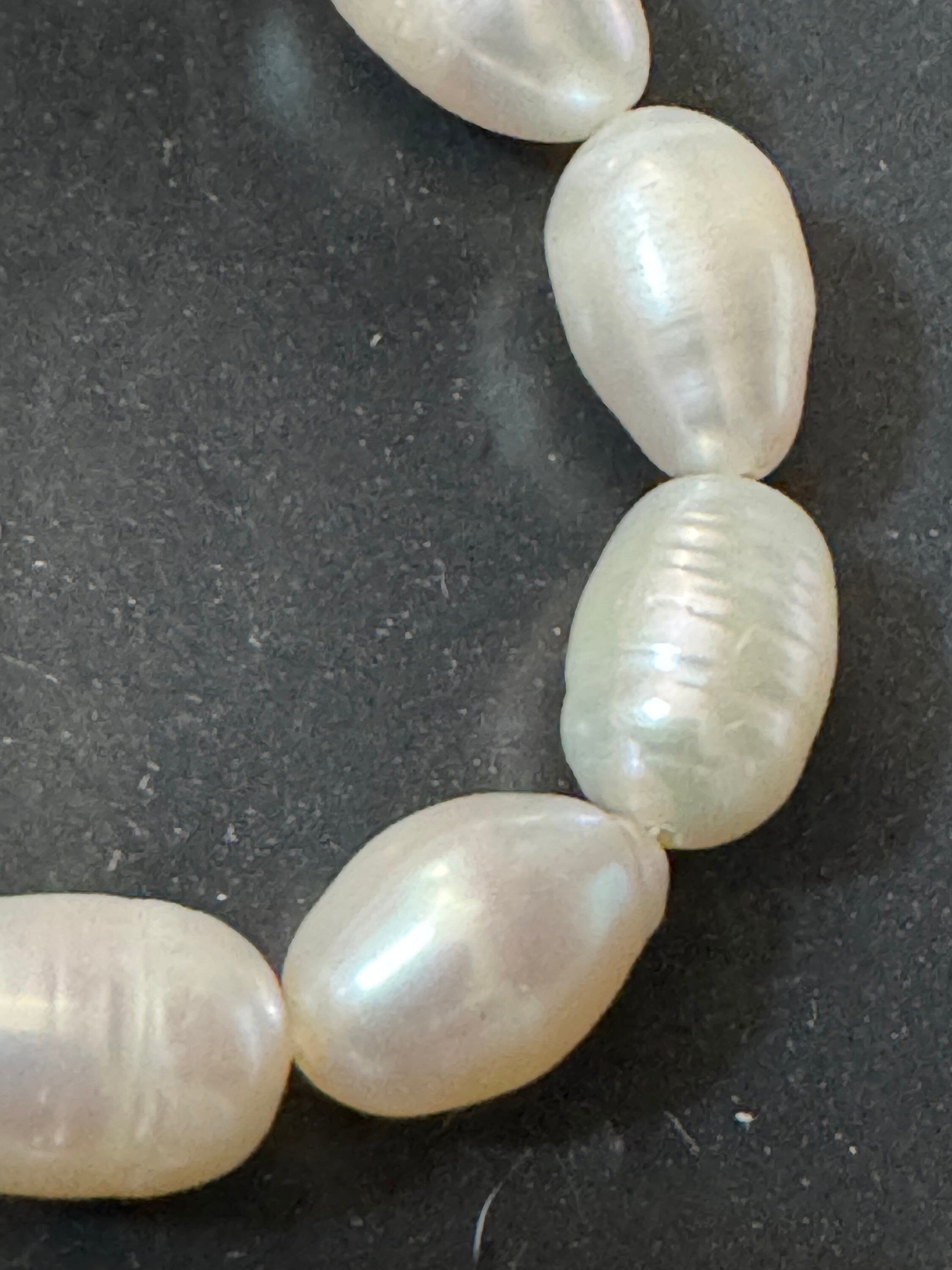 Vintage silver tone modernist genuine freshwater pearl white bracelet