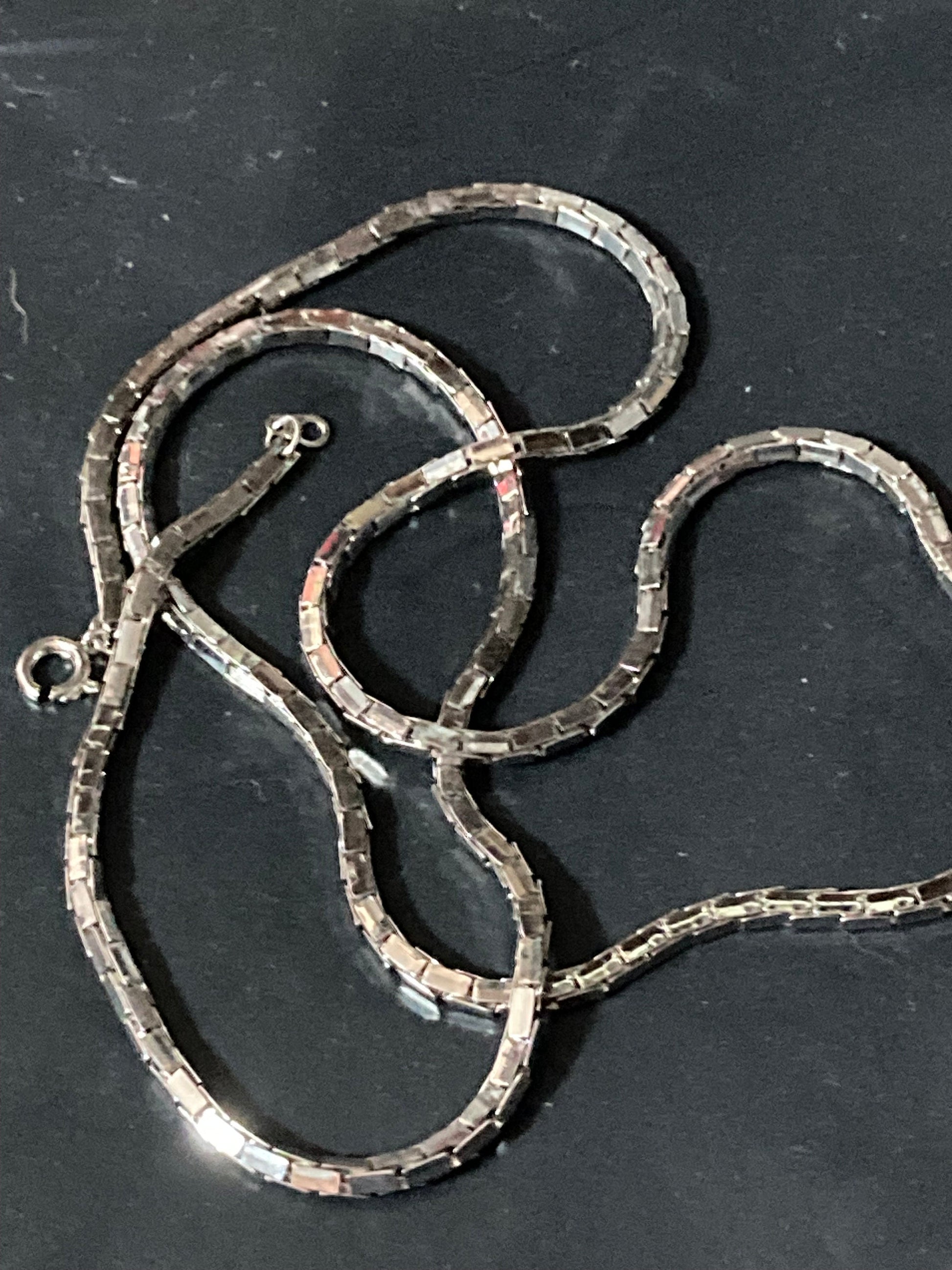 true vintage 80s pristine 21” 69cm very long silver plated layering chain necklace old shop stock