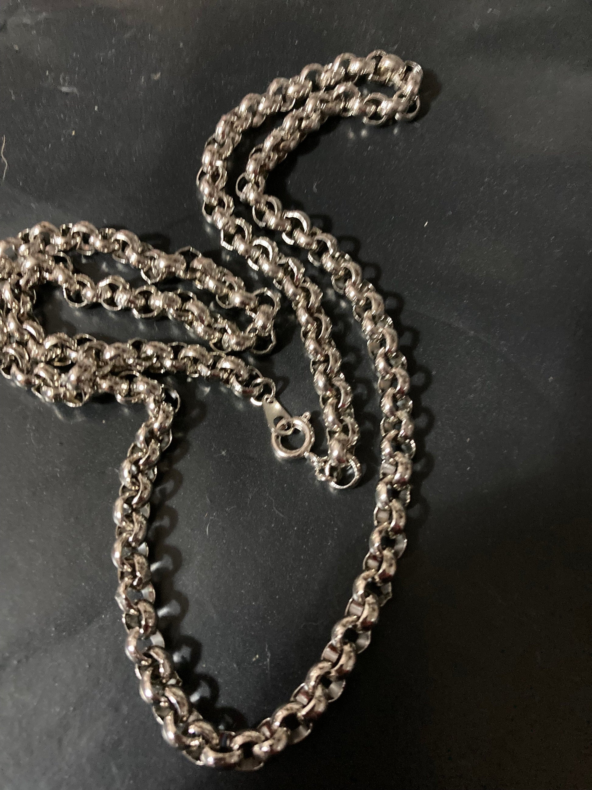 true vintage 80s pristine 18” 60cm long silver plated layering belcher chain necklace old shop stock