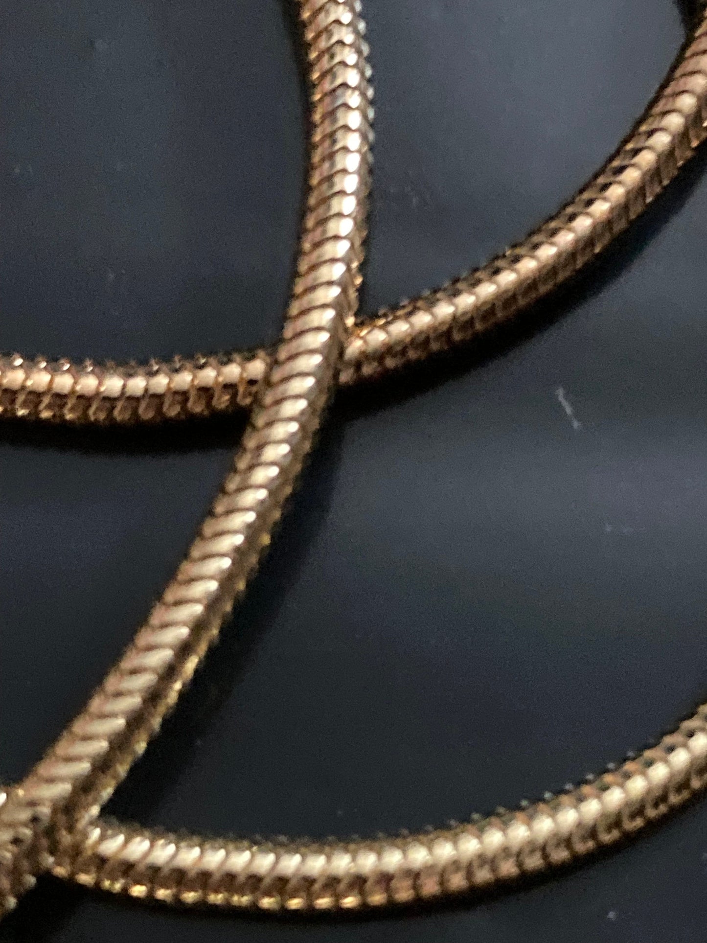 27” 90cm long 1980s thick gold plated round snake chain necklace