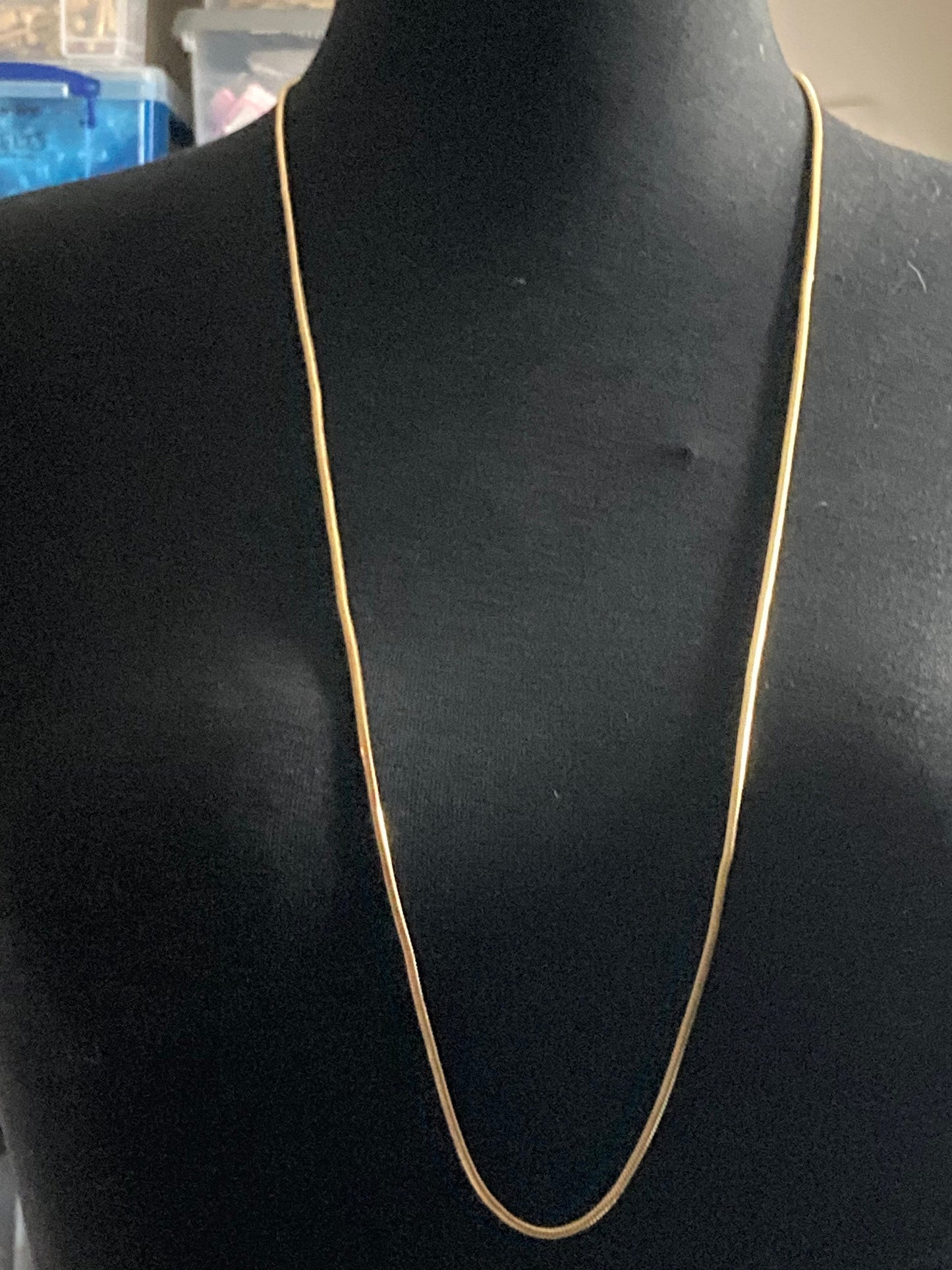 27” 90cm long 1980s thick gold plated round snake chain necklace