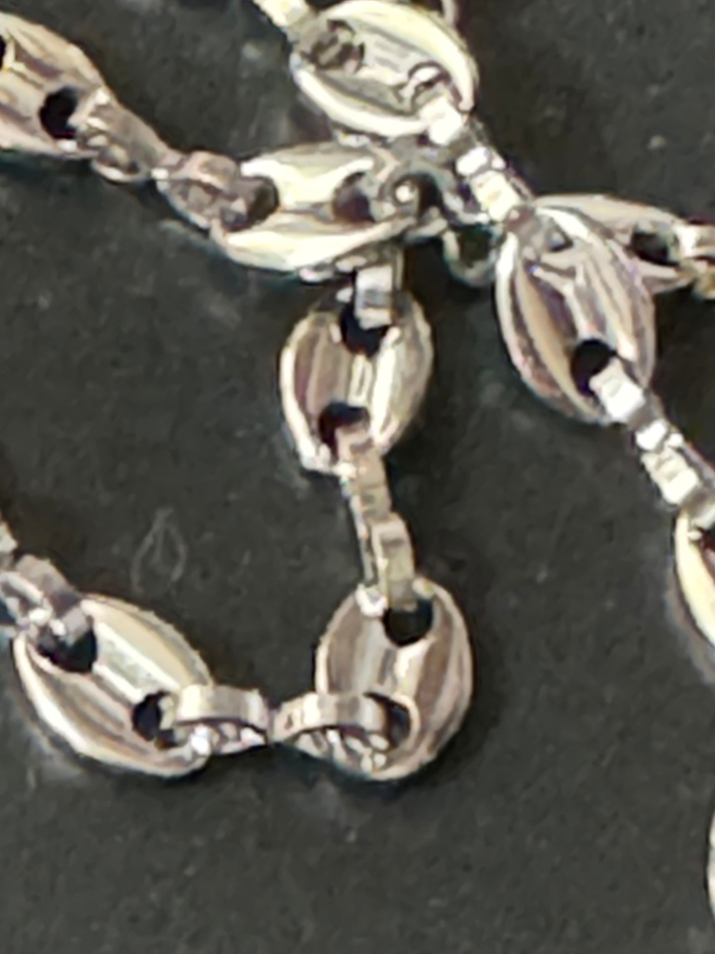 50mm 5mm Silver tone mariner coffee bean long chain necklace