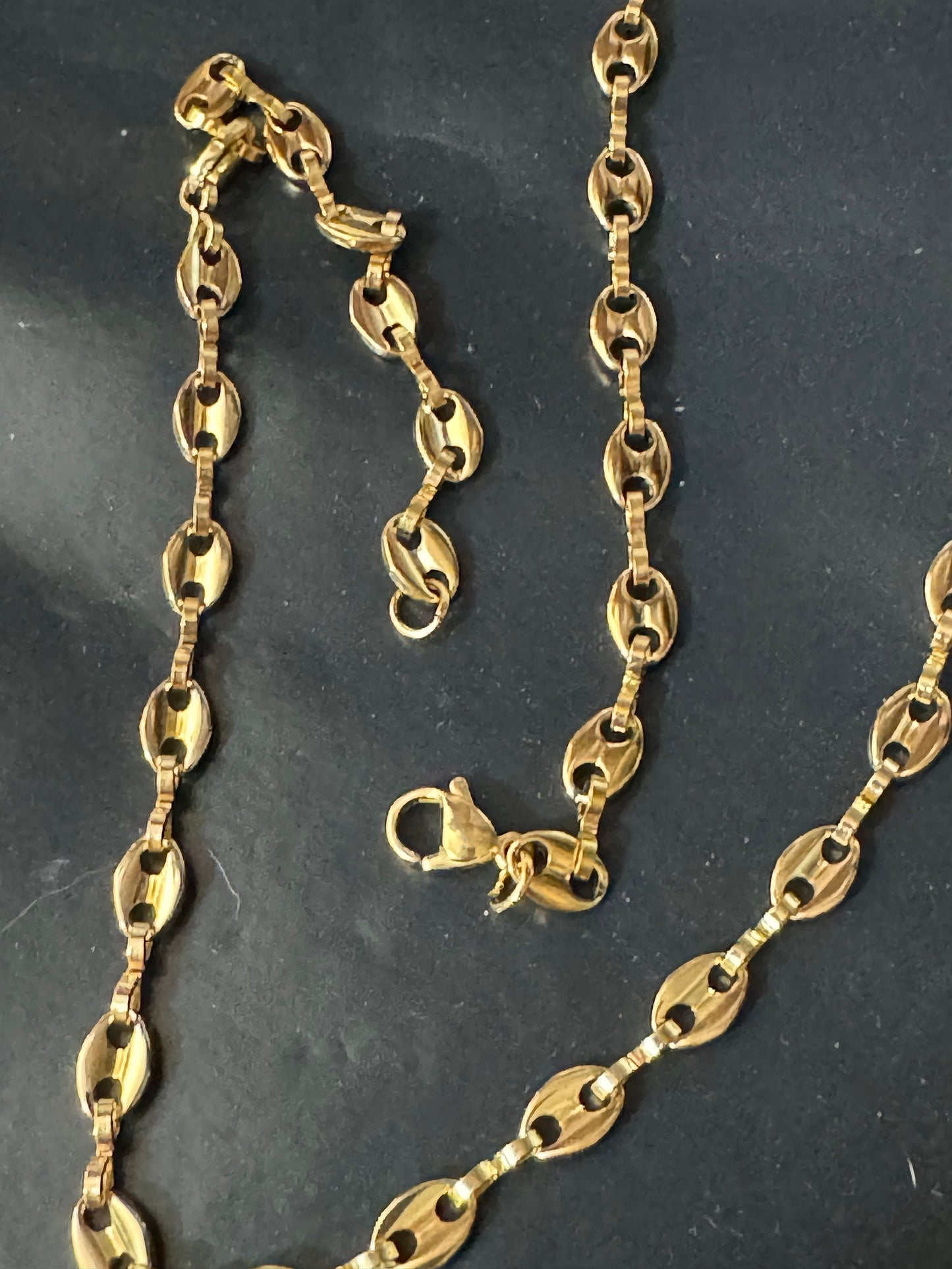 50cm 5mm gold plated mariner coffee bean long chain necklace