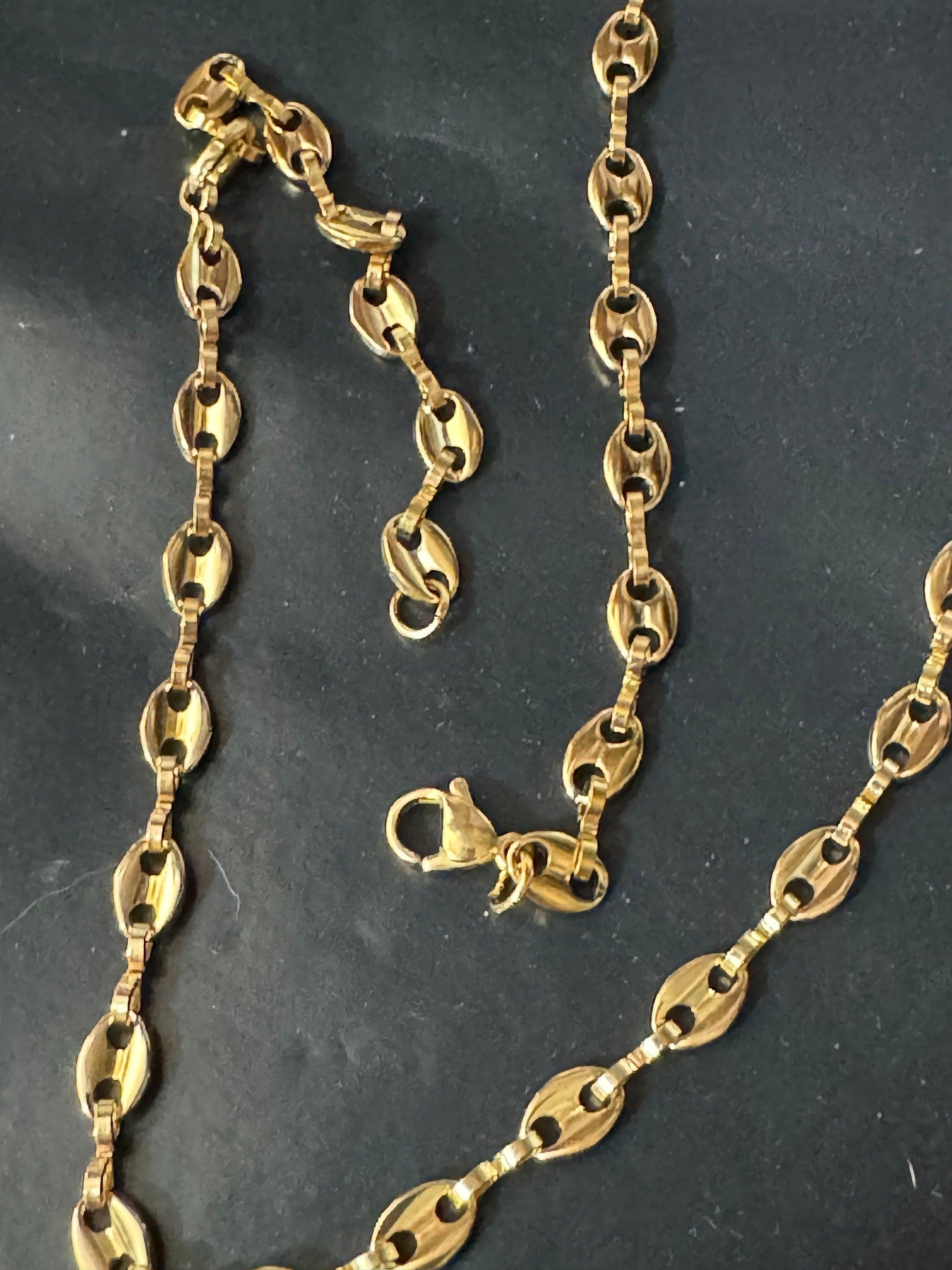 50cm 5mm gold plated mariner coffee bean long chain necklace