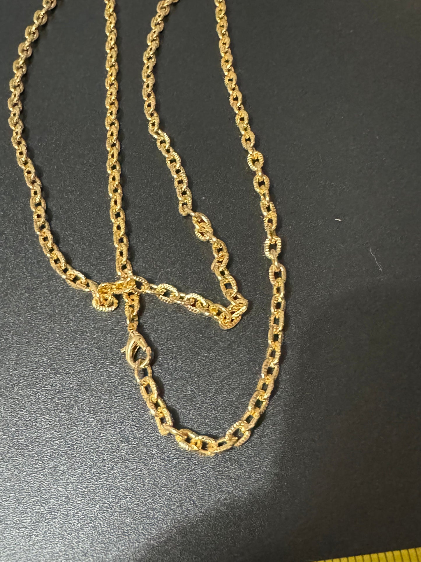 80cm long 1980s gold plated textured cable link plain chain necklace