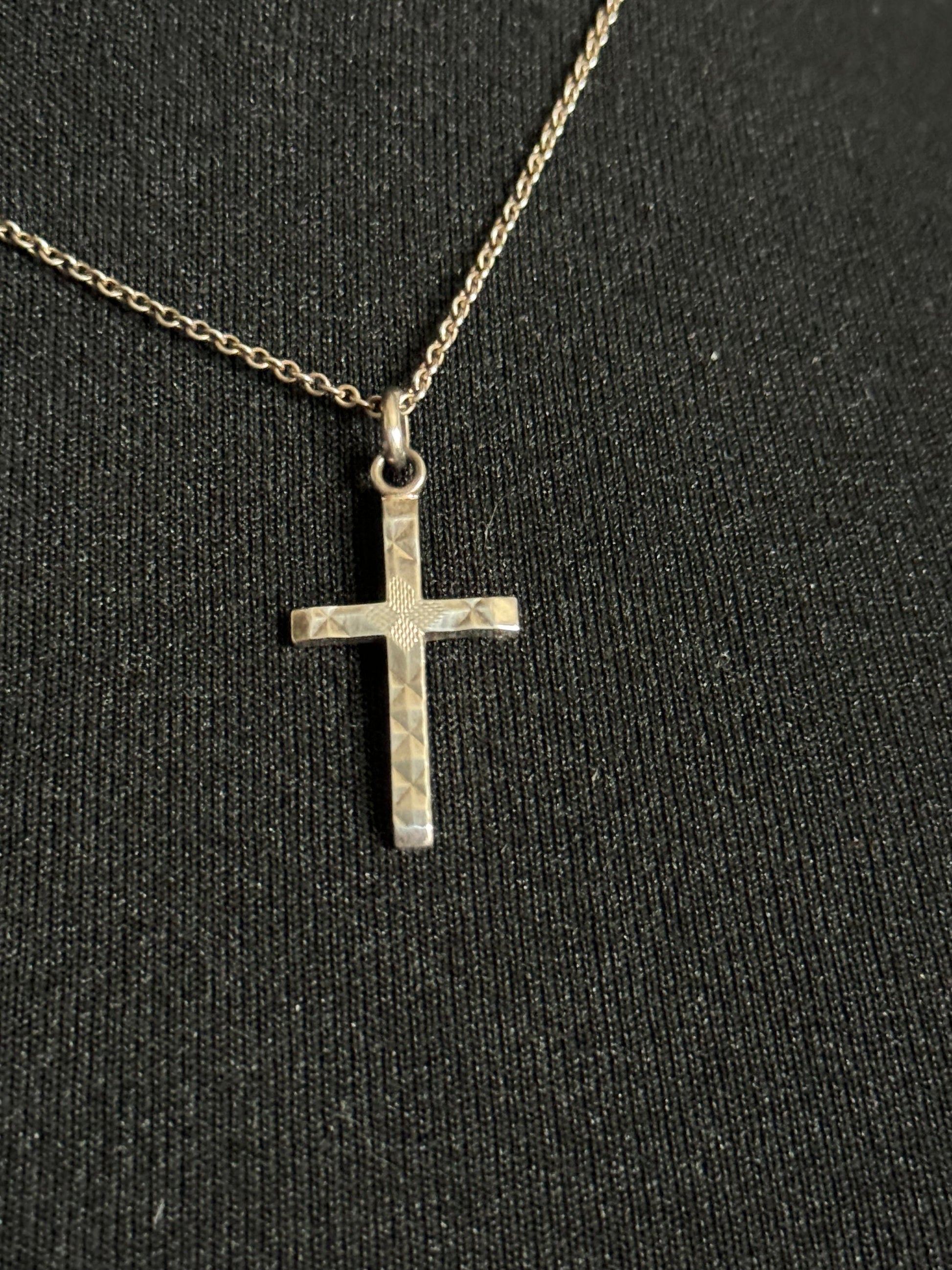 925 Sterling silver plain religious cross pendant necklace on chain