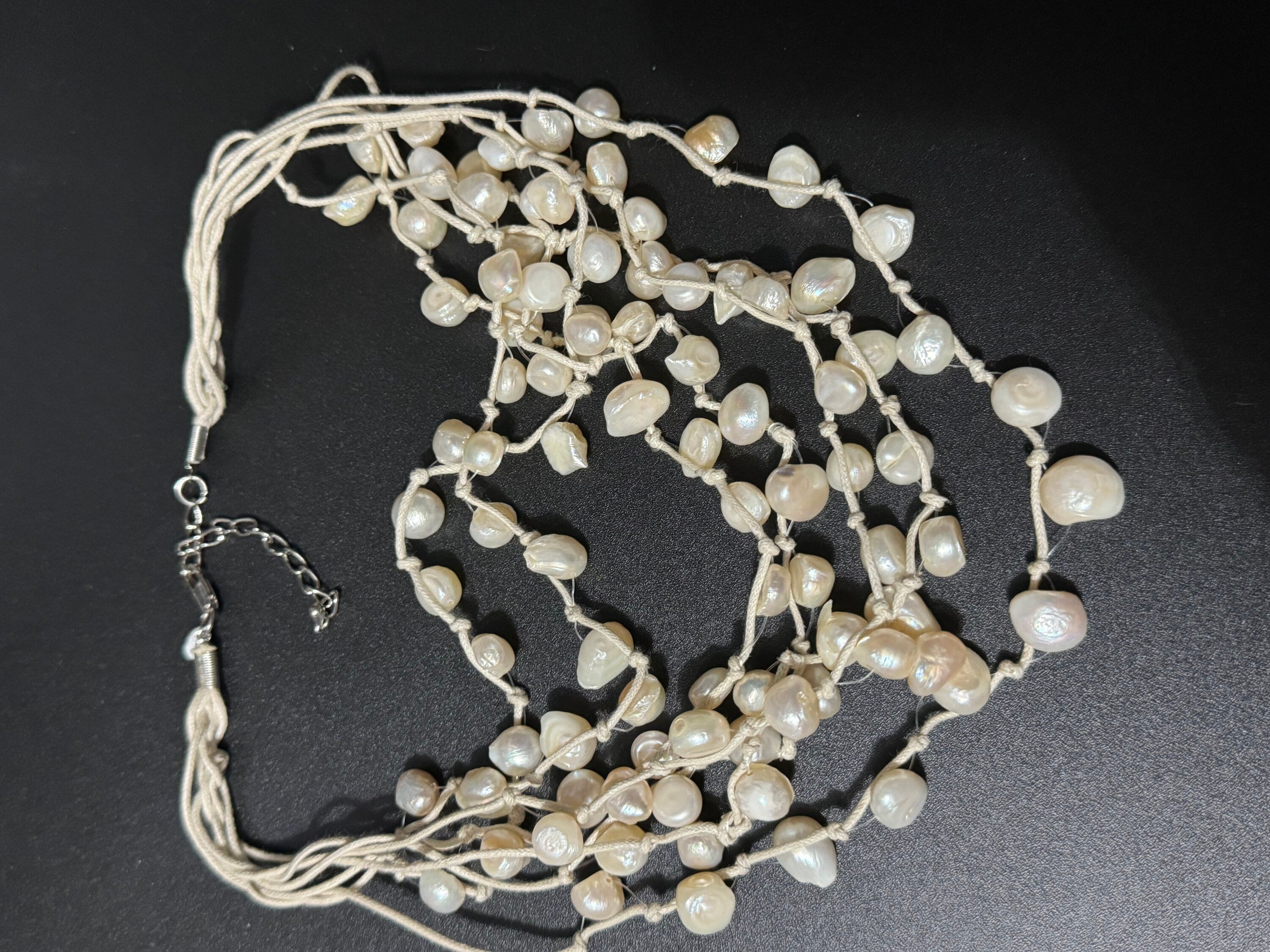 M&S white freshwater pearls beaded multistrand necklace summer holidays cruise