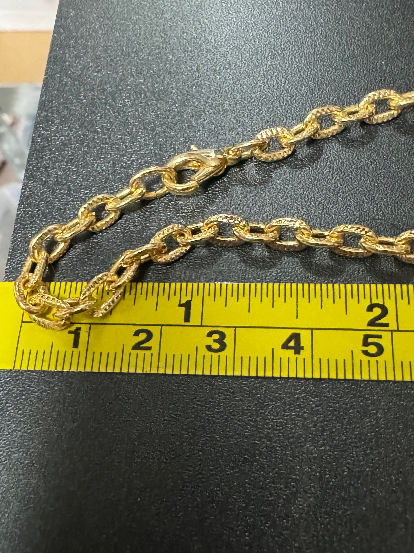 80cm long 1980s gold plated textured cable link plain chain necklace