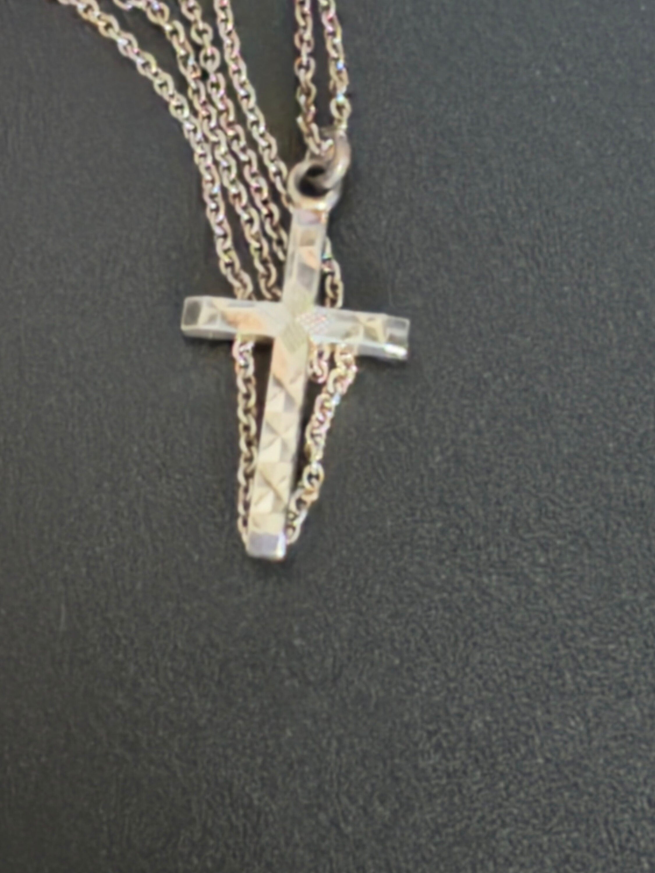 925 Sterling silver plain religious cross pendant necklace on chain