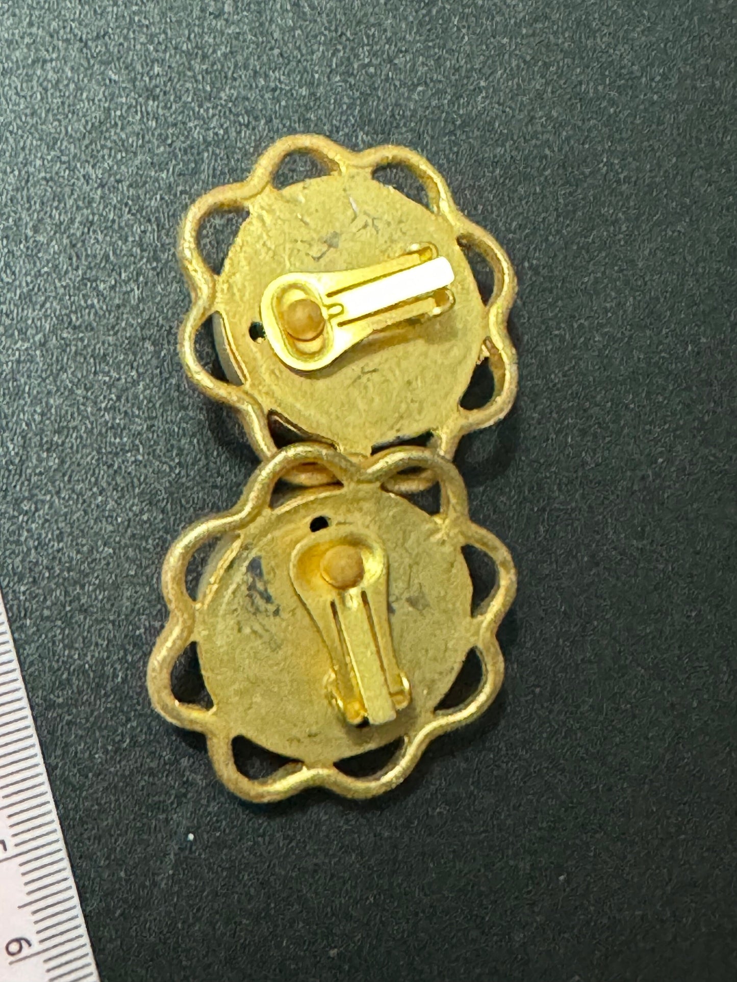 oversized Matt gold fluted domed round clip on earrings