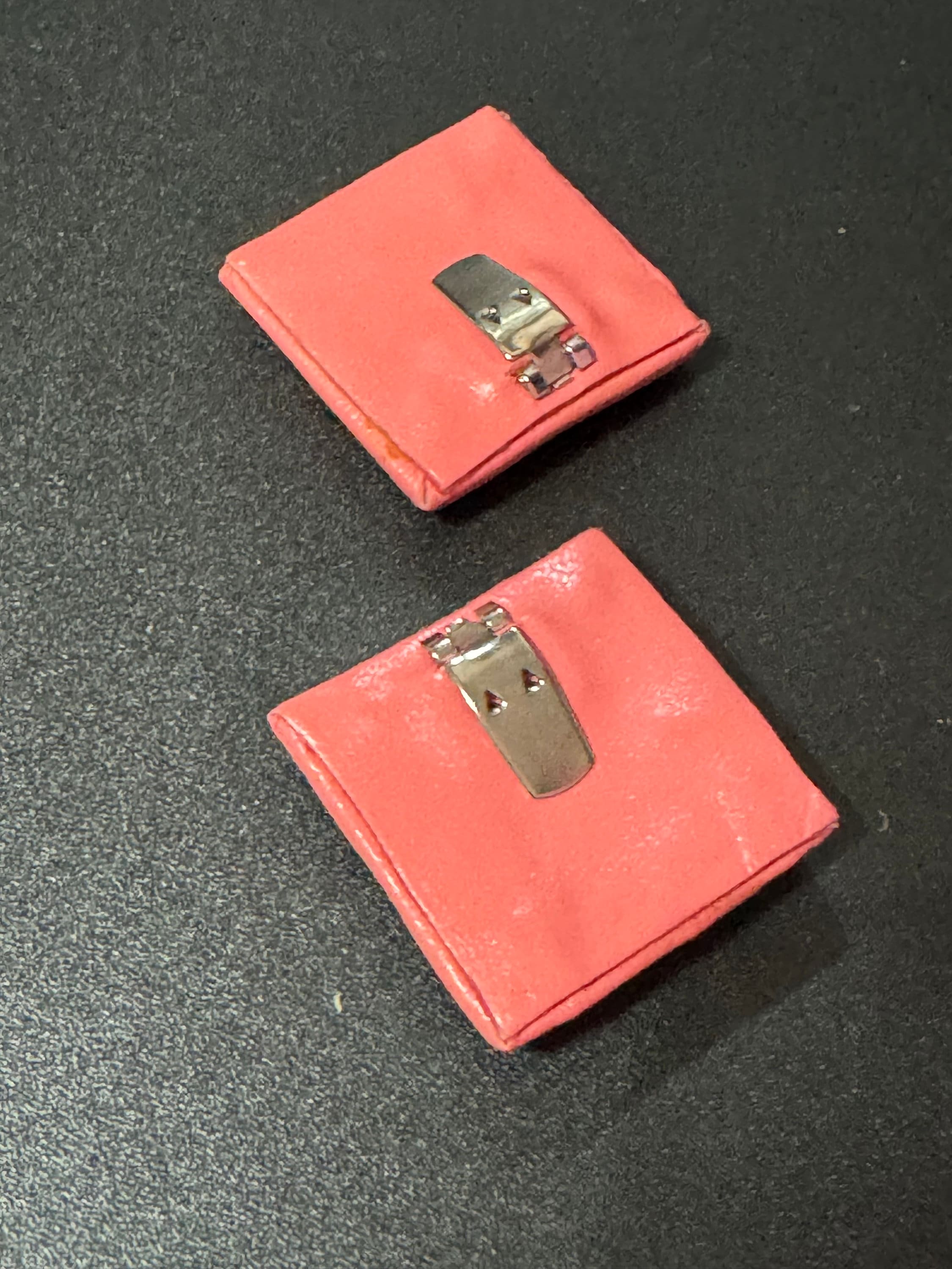 Vintage pair of pink leather square shoe clips retro pumps flats 1980s 1990s