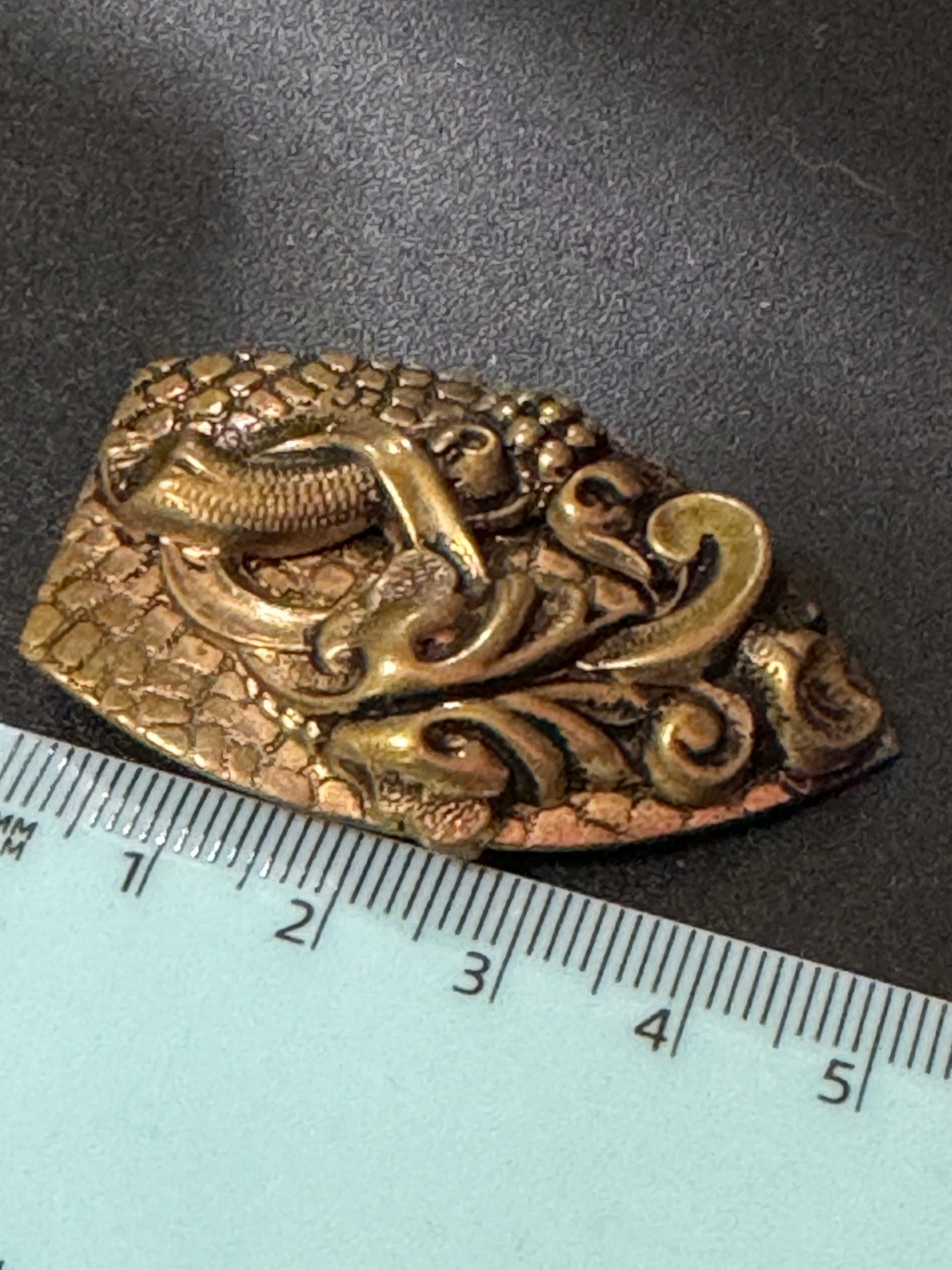 Art Deco Czech stamped Brass metal ornate Dress Clip