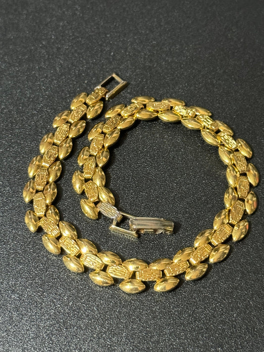 Vintage Slim gold tone panel link chain bracelet