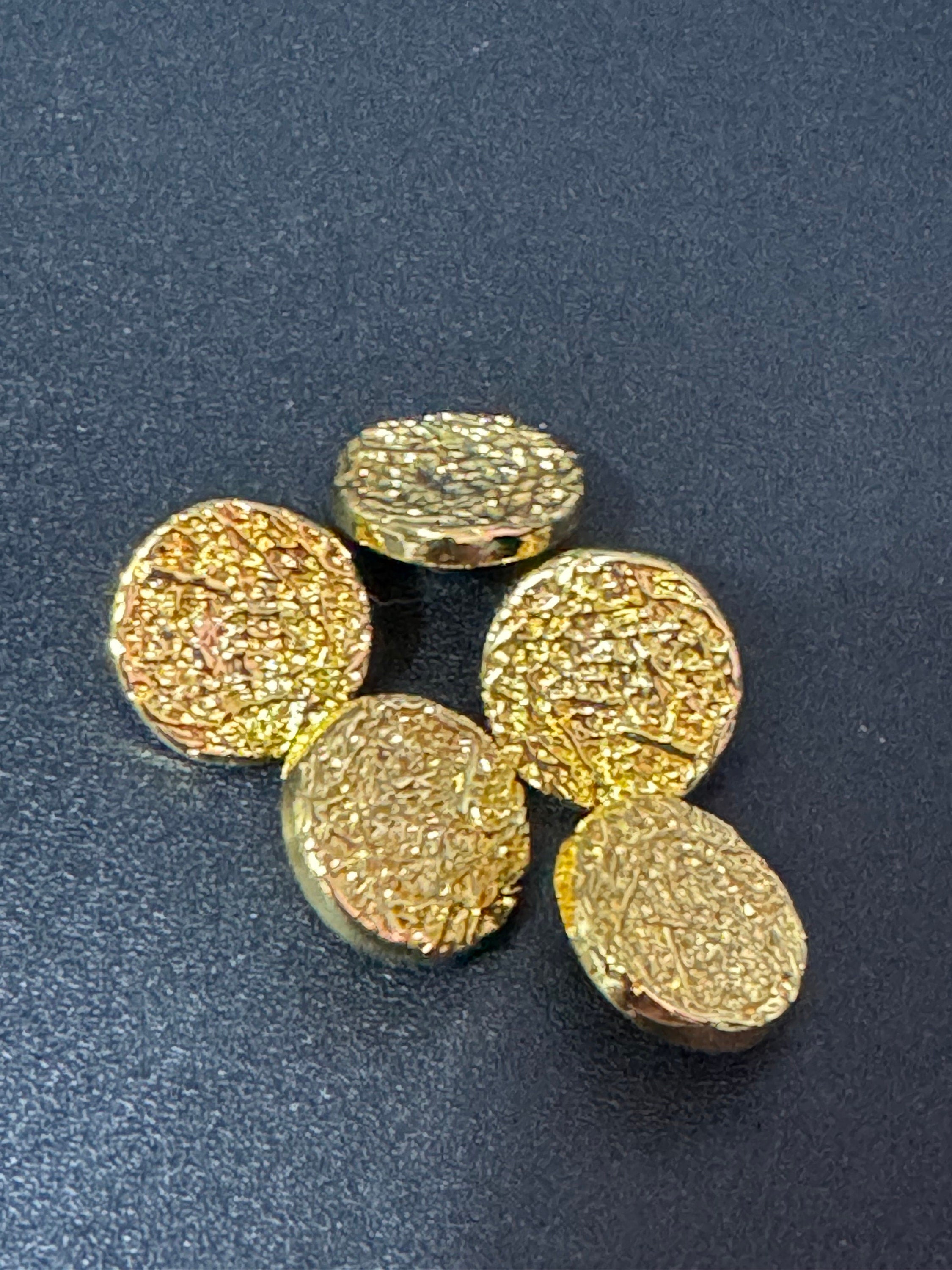 15mm bright gold tone textured buttons, Pack of 5 sewing