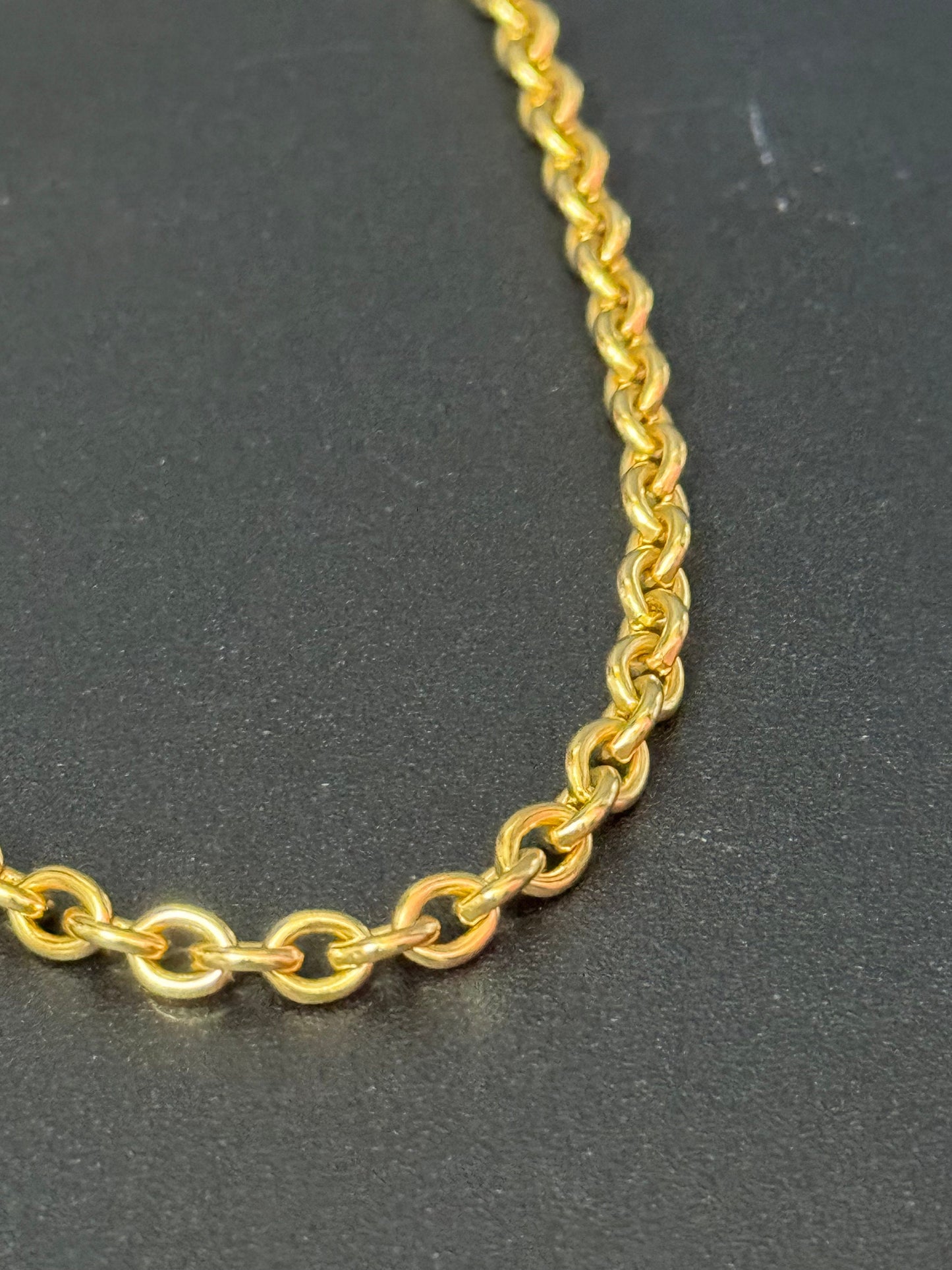 60” extra long 1980s gold tone cable link plain chain necklace for layering charms