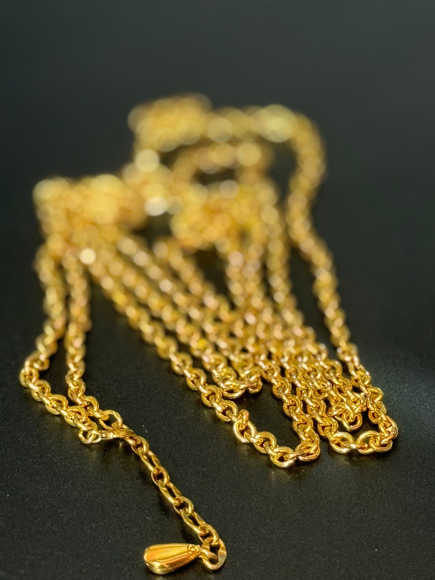 60” extra long 1980s gold tone cable link plain chain necklace for layering charms