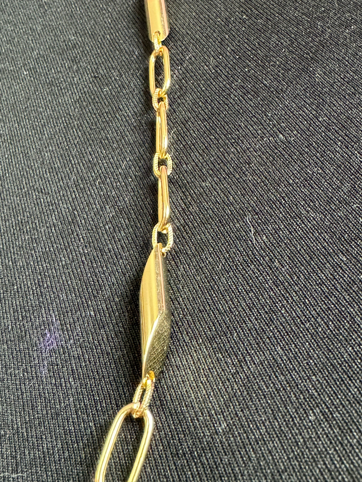 30” 75cm long 1980s gold tone fancy link station necklace for layering and charms