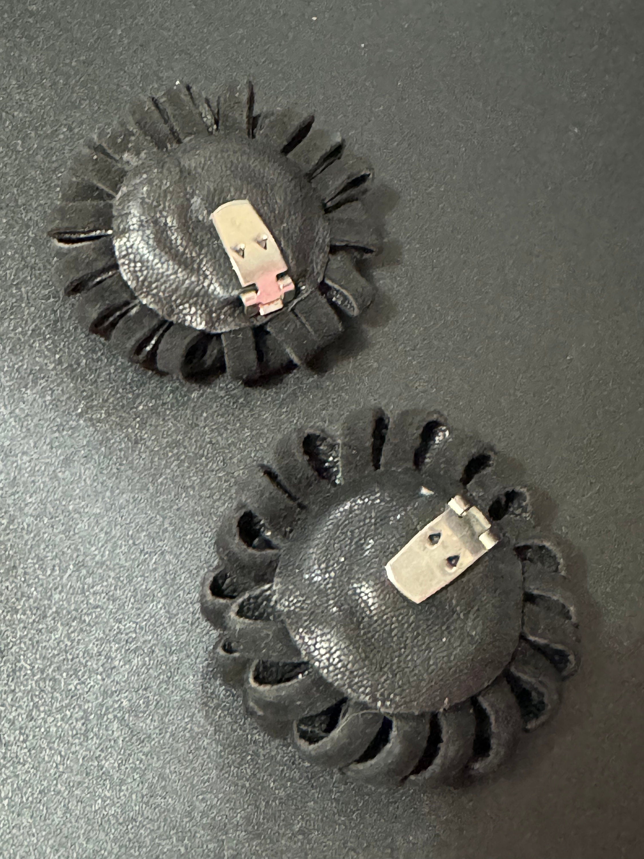 Vintage black suede pair of round shoe clips