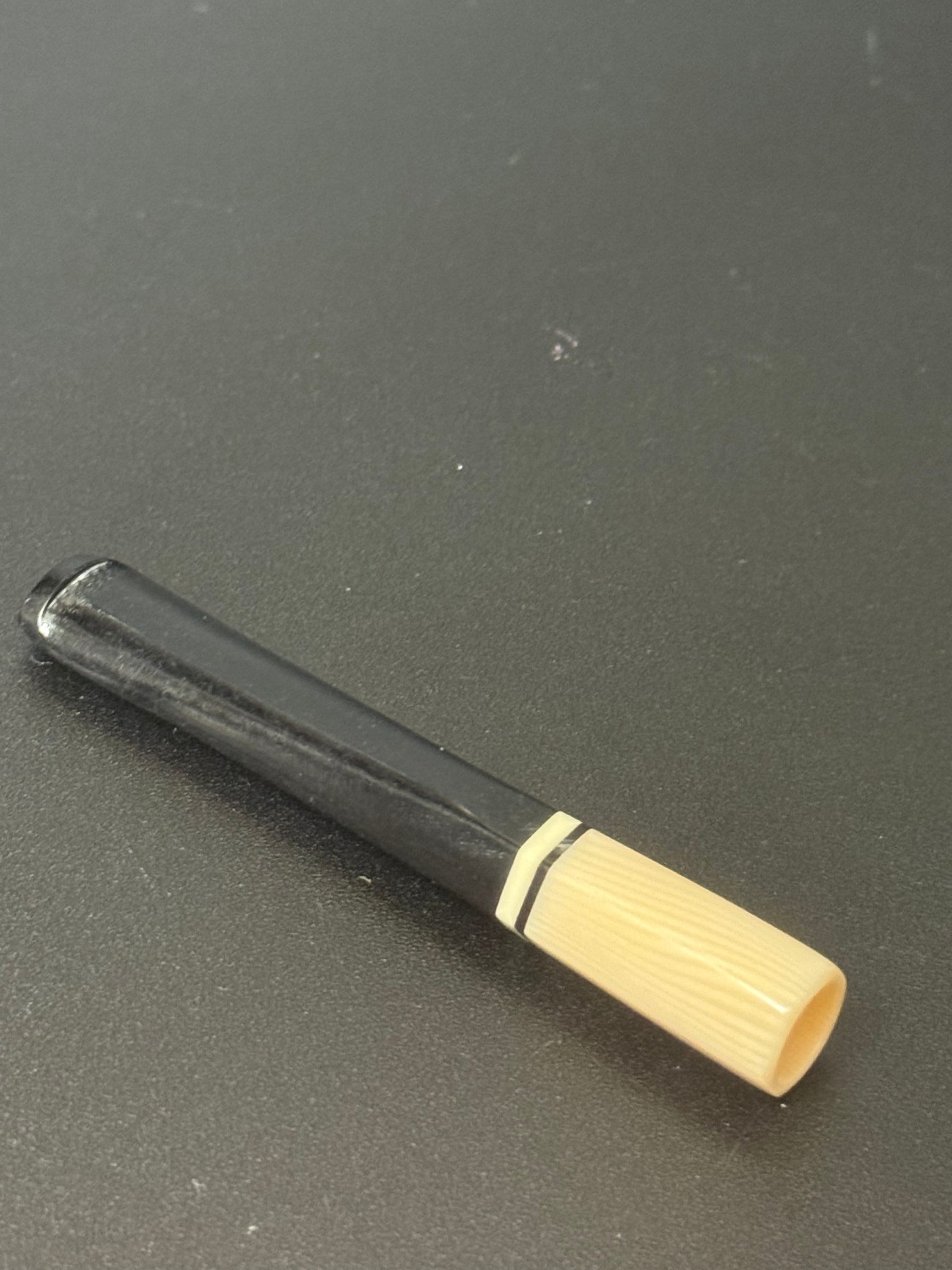 Mid length Beige cream and black banded Vintage 1920s Bakelite early plastic Cocktail Party long Cigarette Holder Fancy Dress 1940s