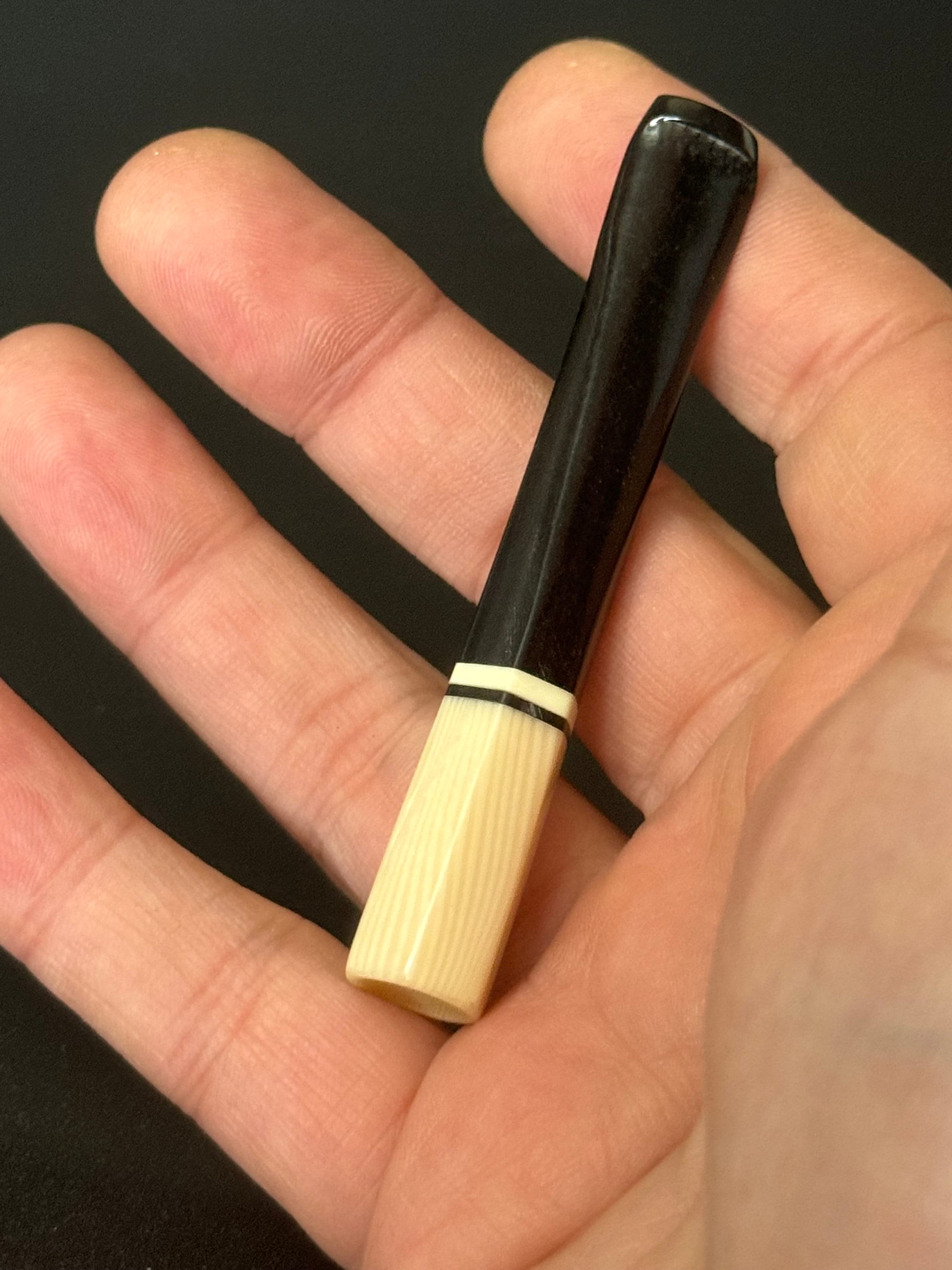 Mid length Beige cream and black banded Vintage 1920s Bakelite early plastic Cocktail Party long Cigarette Holder Fancy Dress 1940s