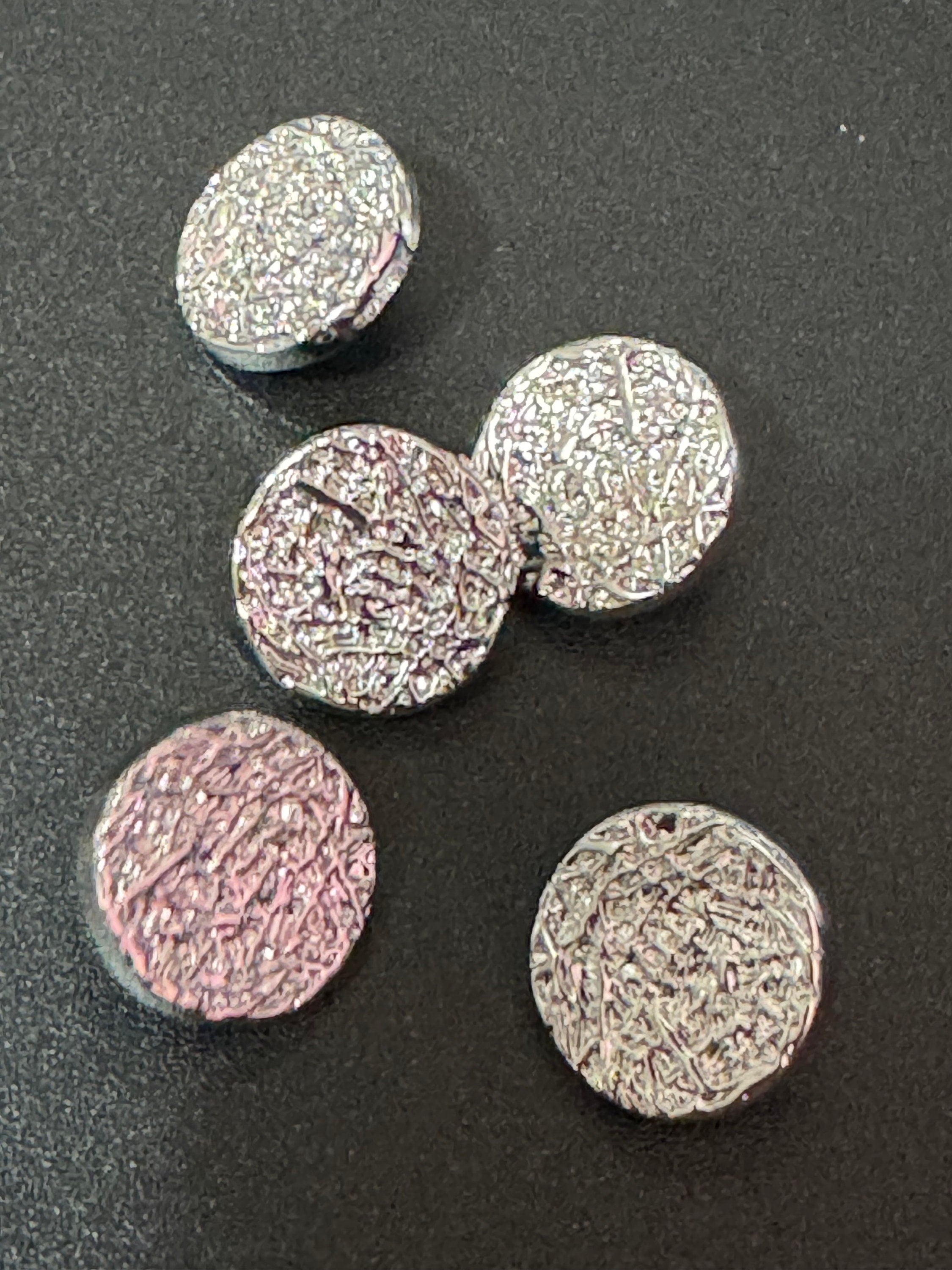 15mm silver metal textured buttons ideal for blazers and cardigans, pack of 5