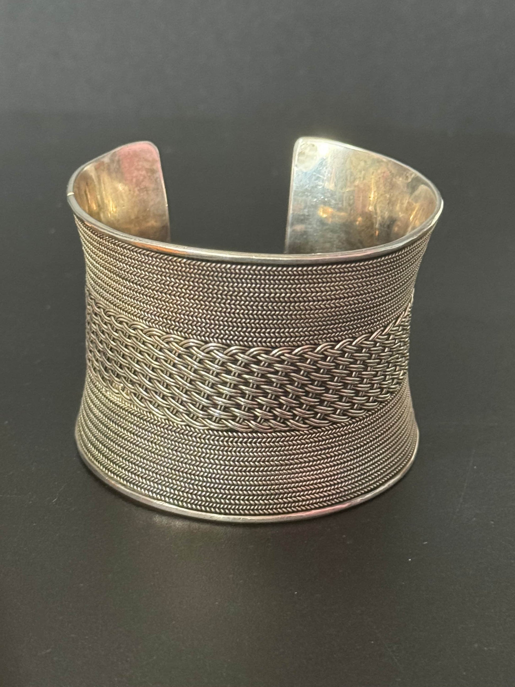 123 grams heavy 925 Sterling Silver open cuff bangle bracelet stamped