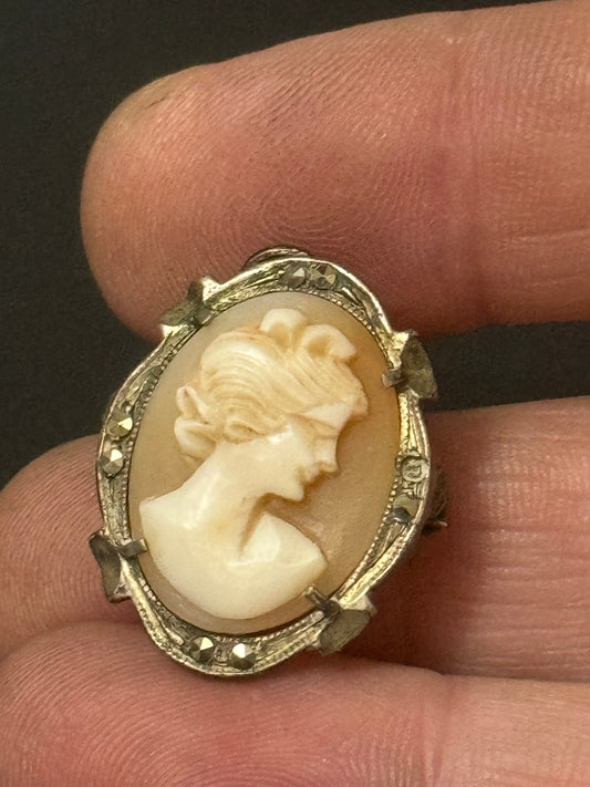 CAMEO brooch and pendant 800 sterling silver vintage