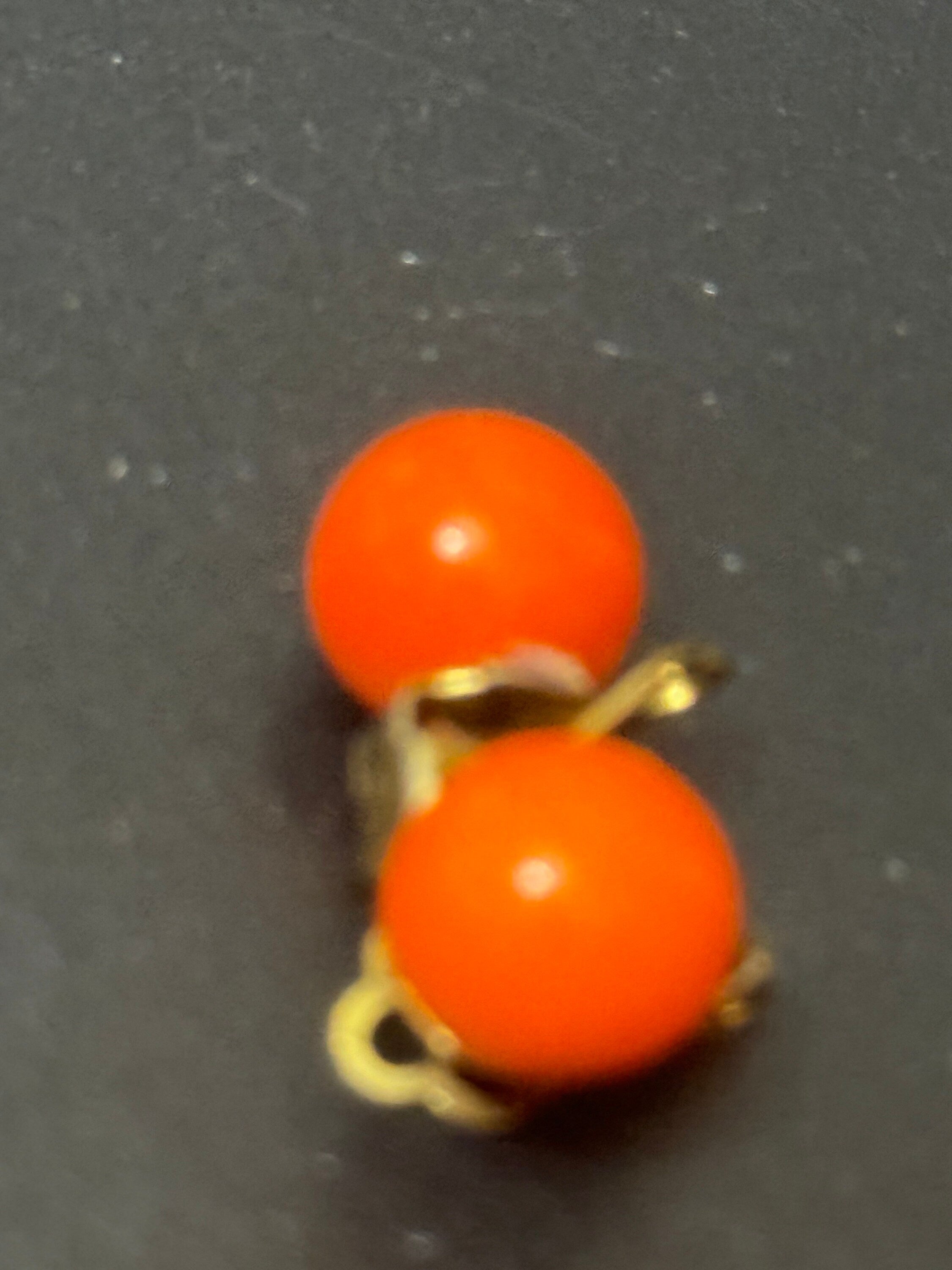 Vintage 1950s 1960s Funky small bright orange round ball stud Clip On Earrings