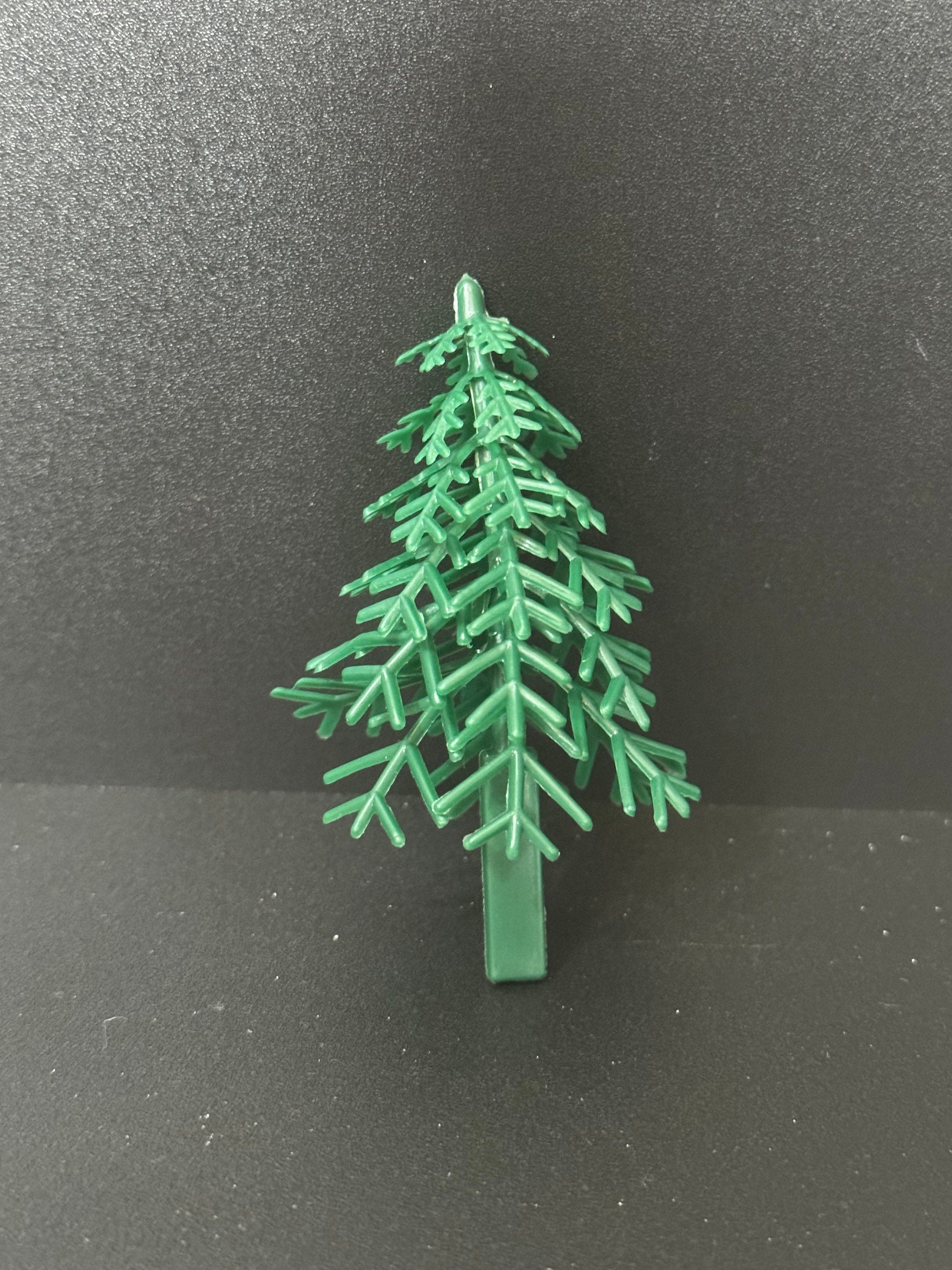 1 x reusable Vintage plastic green pine fir tree forest Christmas cake topper decoration 8cm