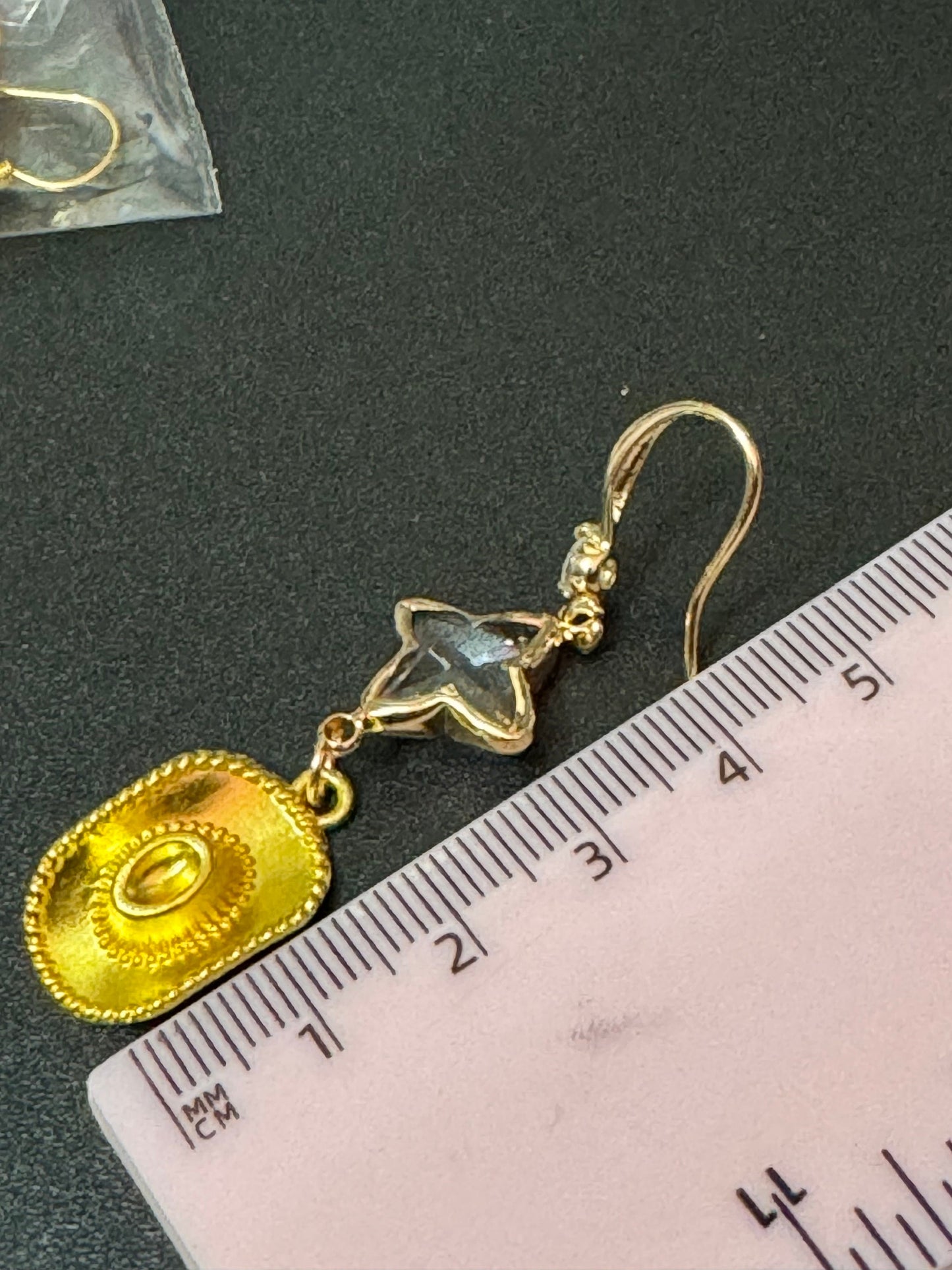 18k gold plated crystal cowboy hat long dangly earrings Yellowstone jewellery pierced