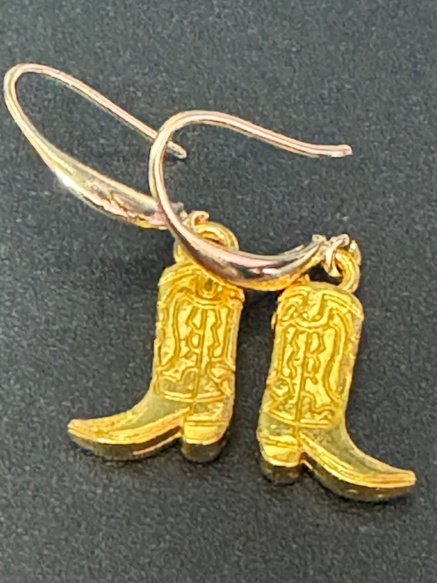 18k gold plated earwires  cowboy boots small dangly earrings Dolly Parton western jewellery pierced