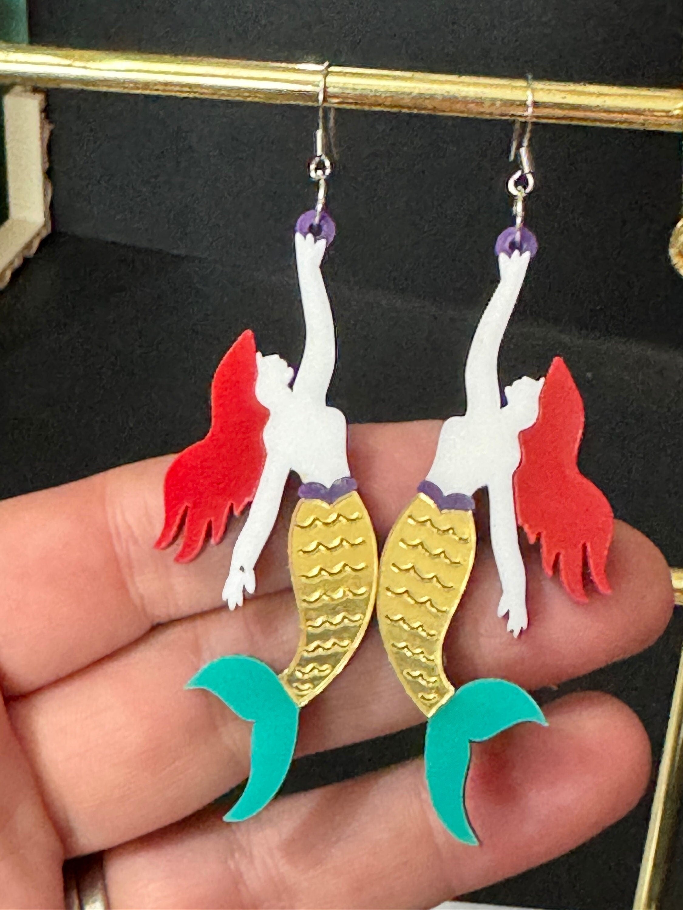 Large mermaid earrings 8cm