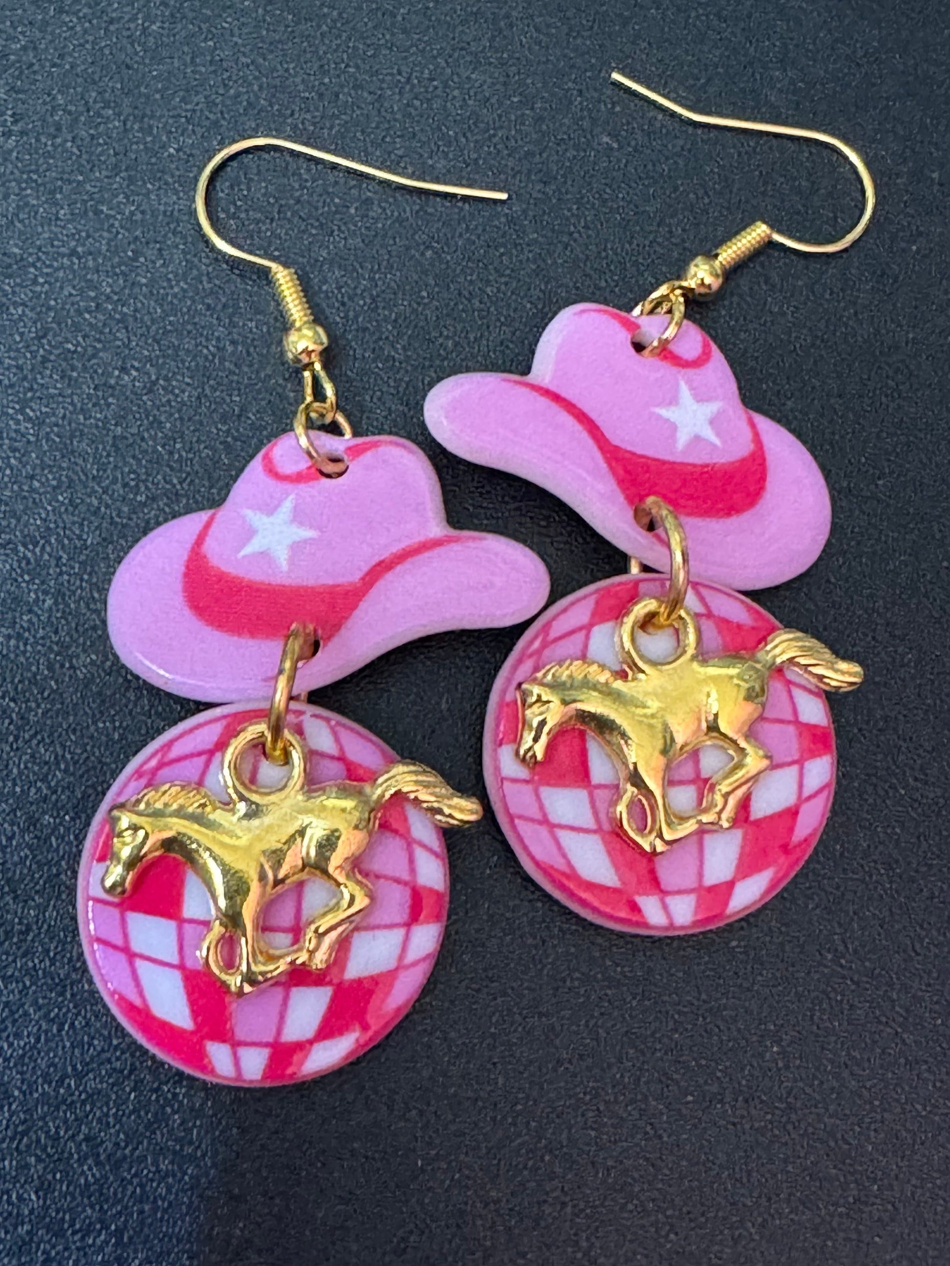 Pink cowgirl earrings