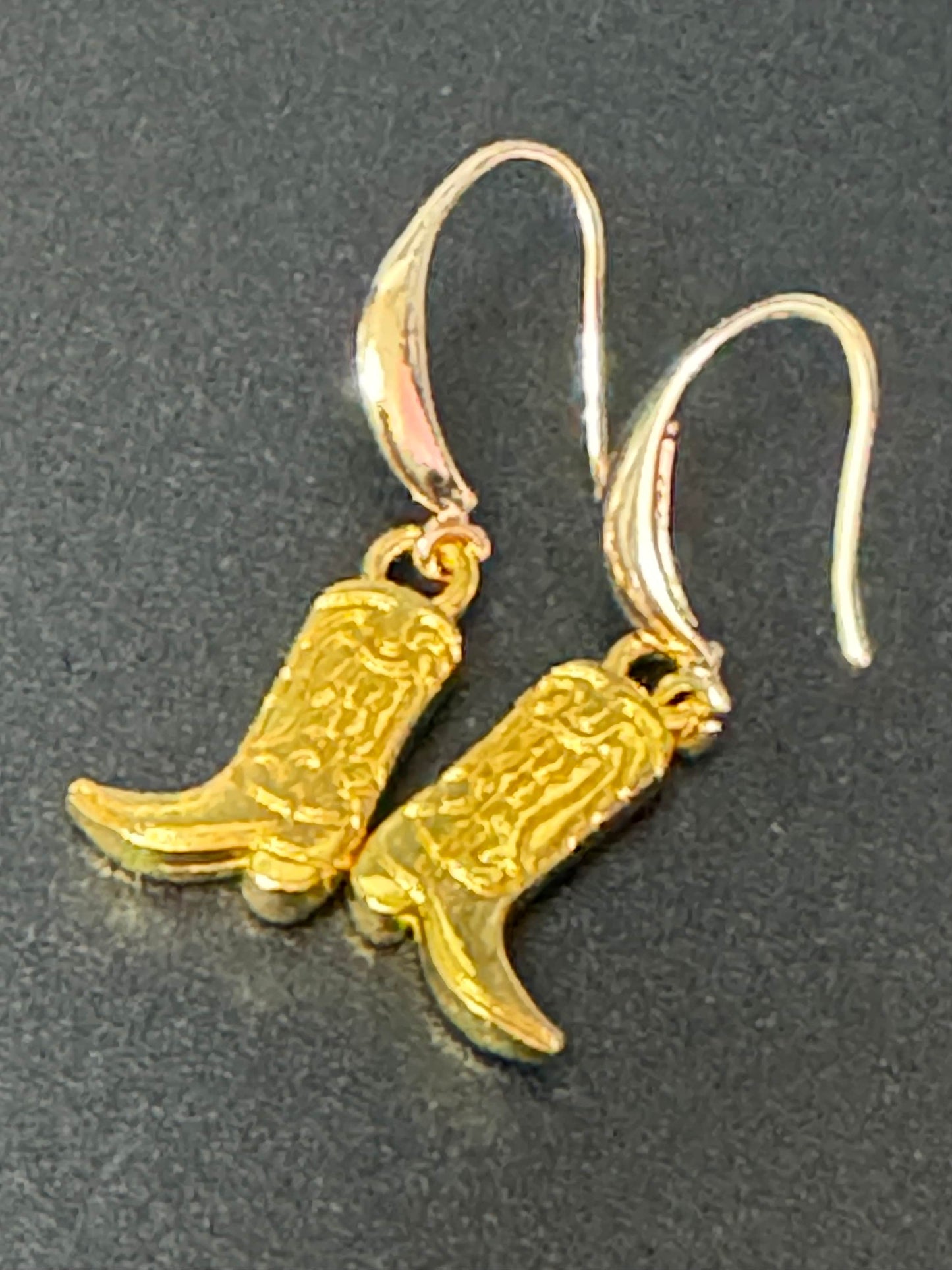 18k gold plated earwires  cowboy boots small dangly earrings Dolly Parton western jewellery pierced