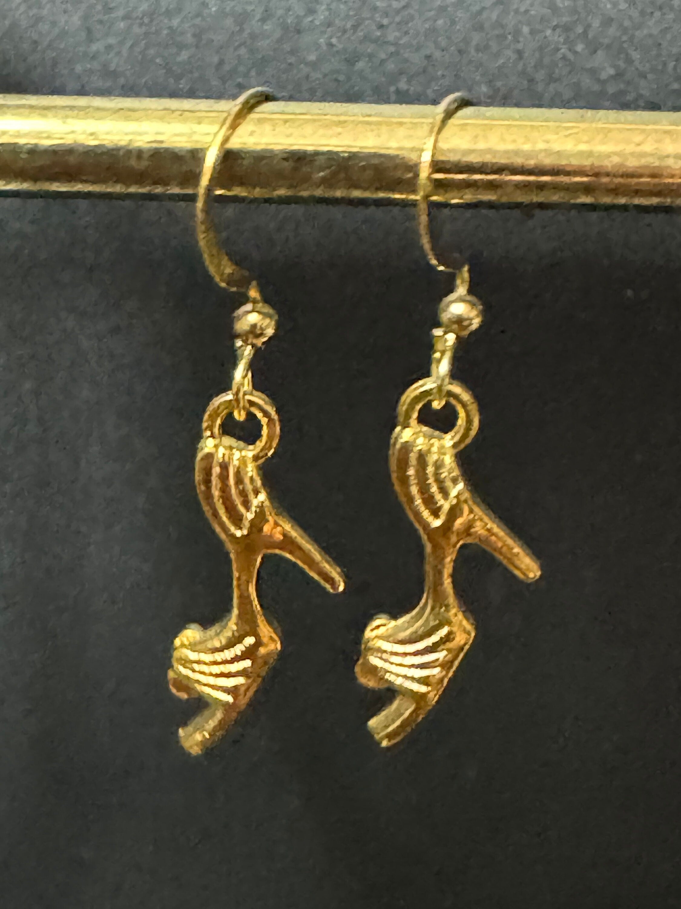 Gold ladies shoe earrings