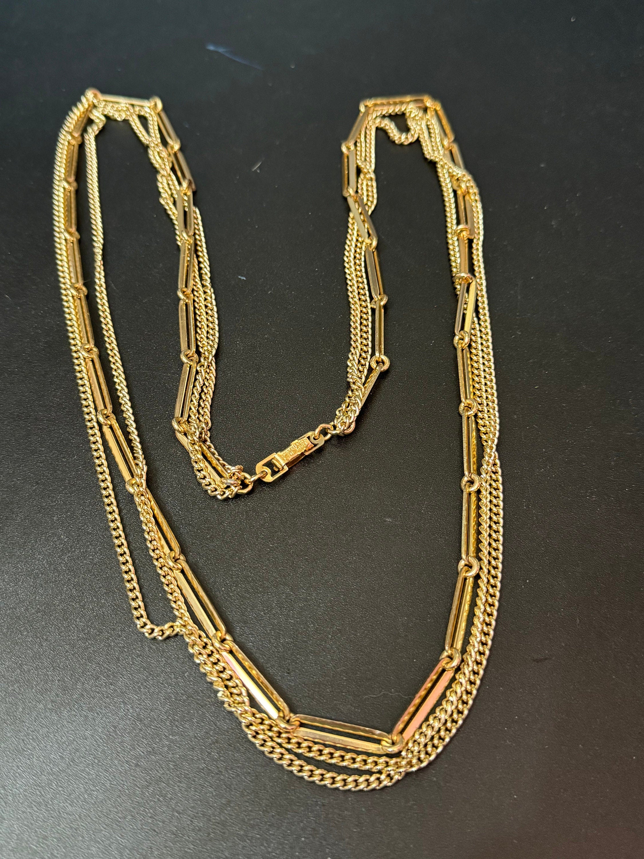 West German lightweight Vintage 1960s modernist gold tone multistrand drape necklace