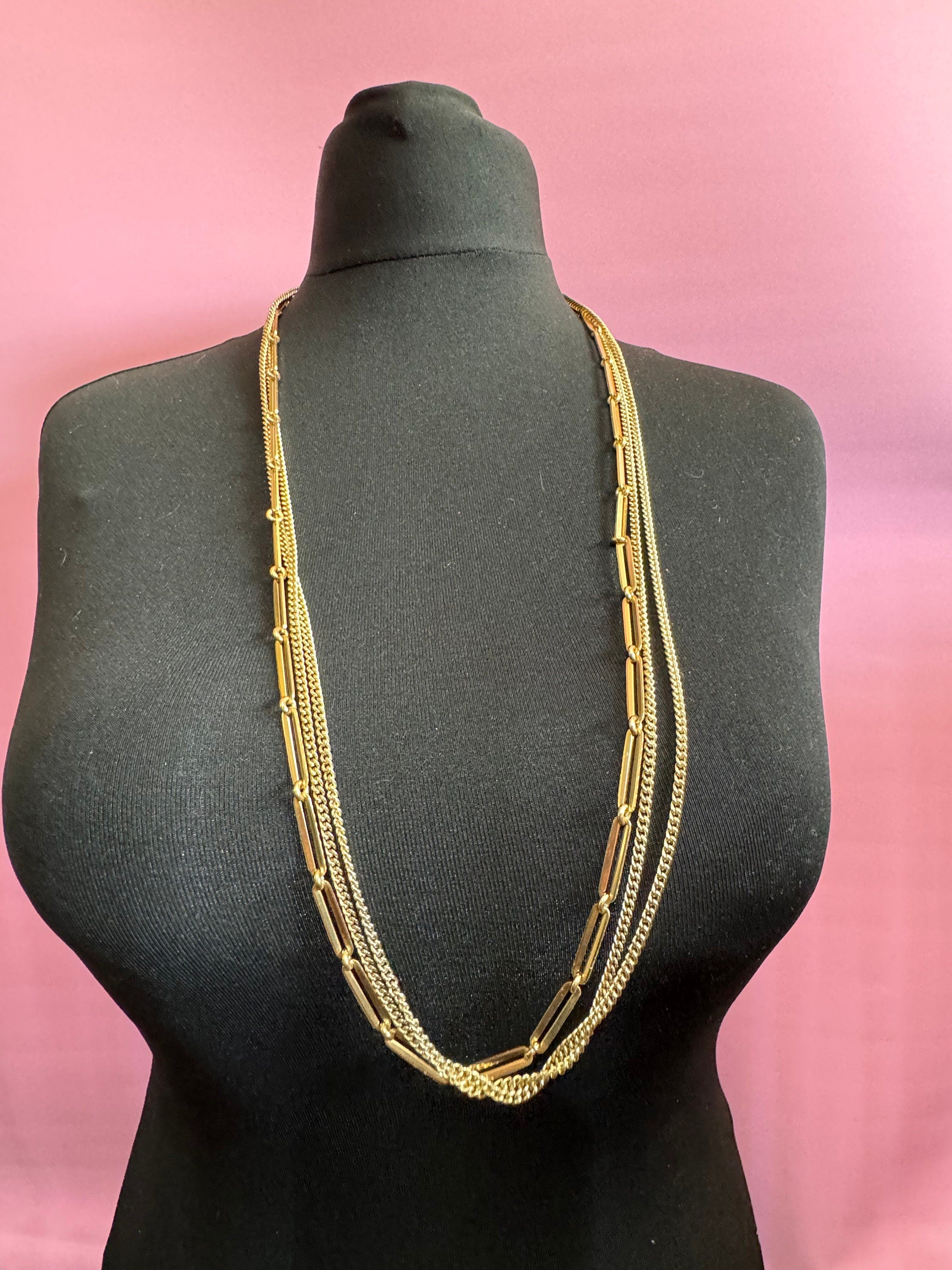 West German lightweight Vintage 1960s modernist gold tone multistrand drape necklace