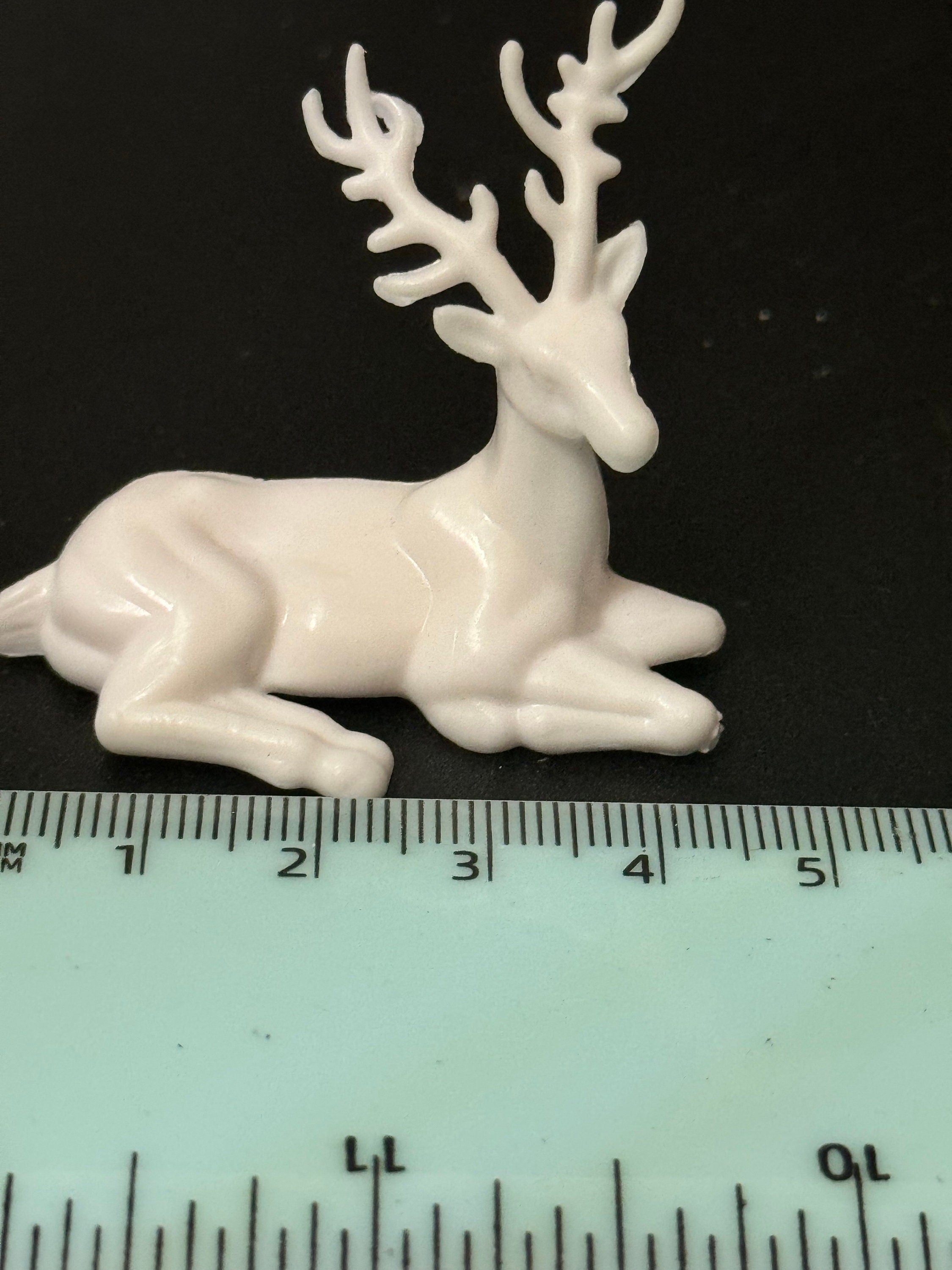 White reindeer cake topper deer stag animal plastic cake topper reusable 4.5cm