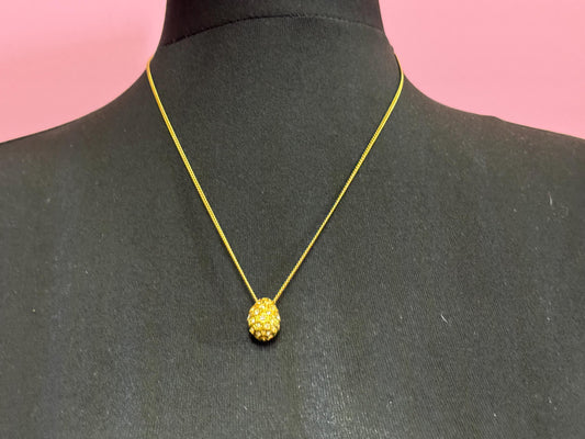 Joan Rivers Gold Faberge inspired 18mm Crystal rhinestone egg pendant necklace on 56cm fine chain