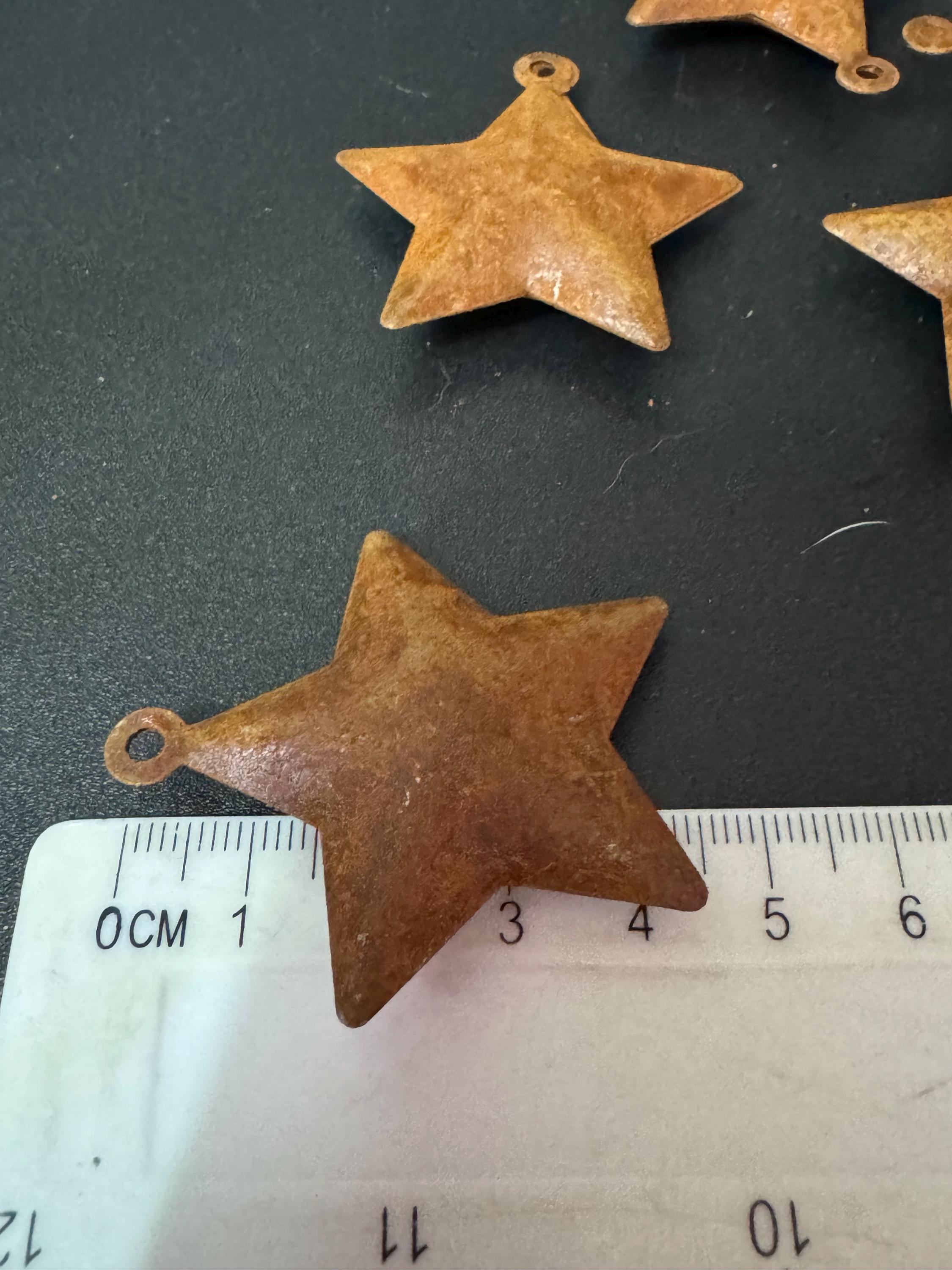 5 x Rusty puffy metal star rusted bells craft jingle bells for Christmas rustic craft