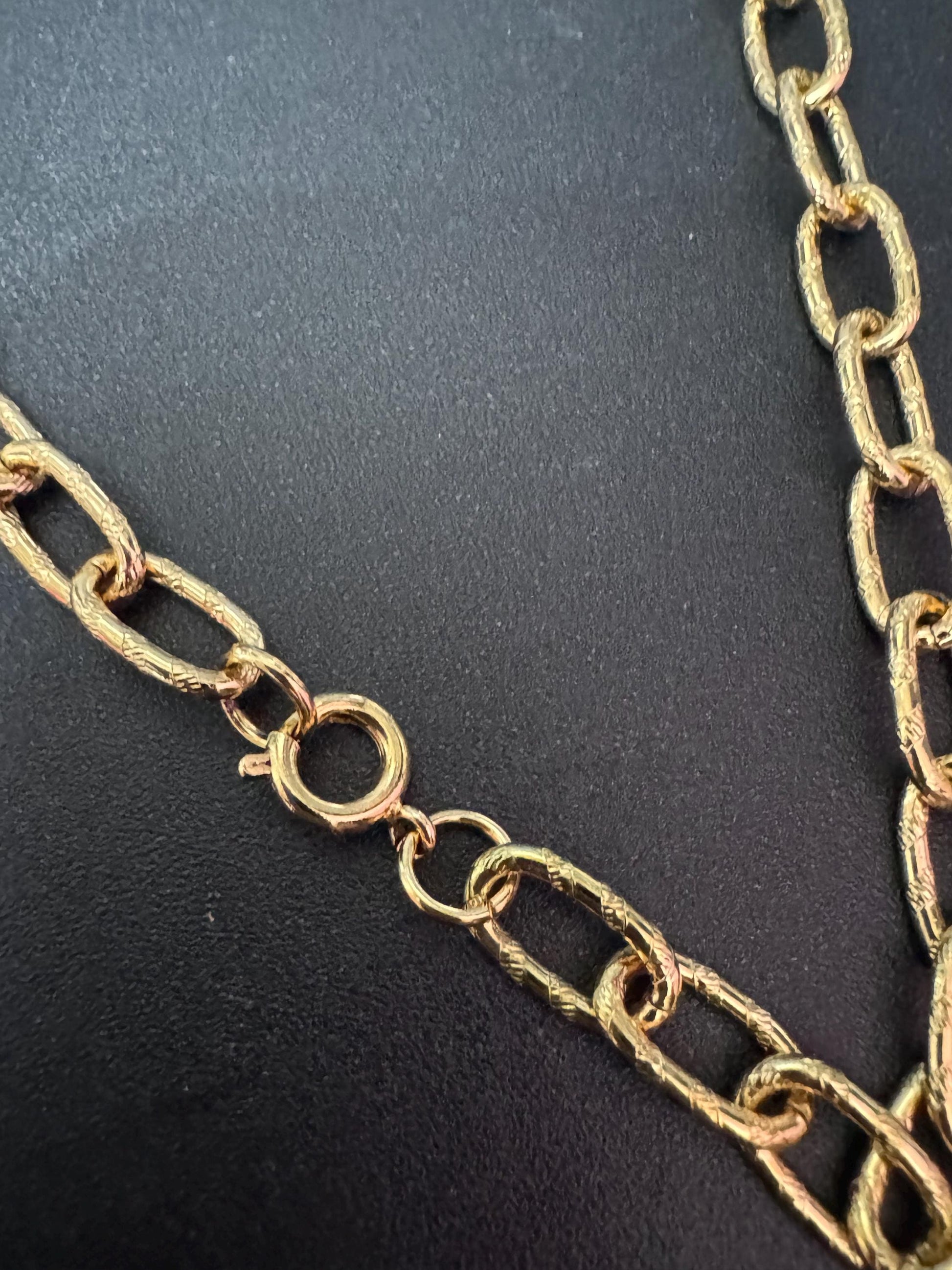 True Vintage 6mm gold plated 31” 80cm ornate cable link chain ideal layering necklace for charms old shop stock